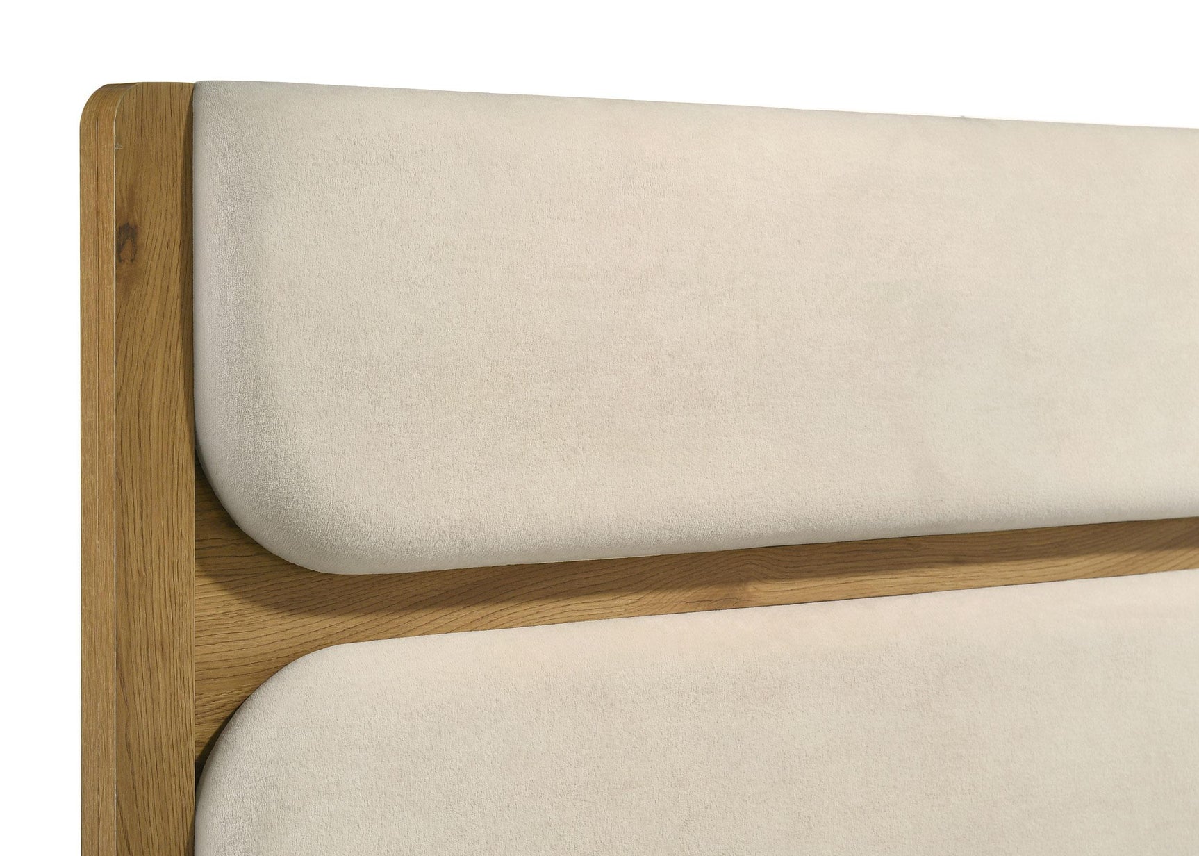 Bennett 62-inch Eastern King Upholstered Panel Bed Cream and Light Oak