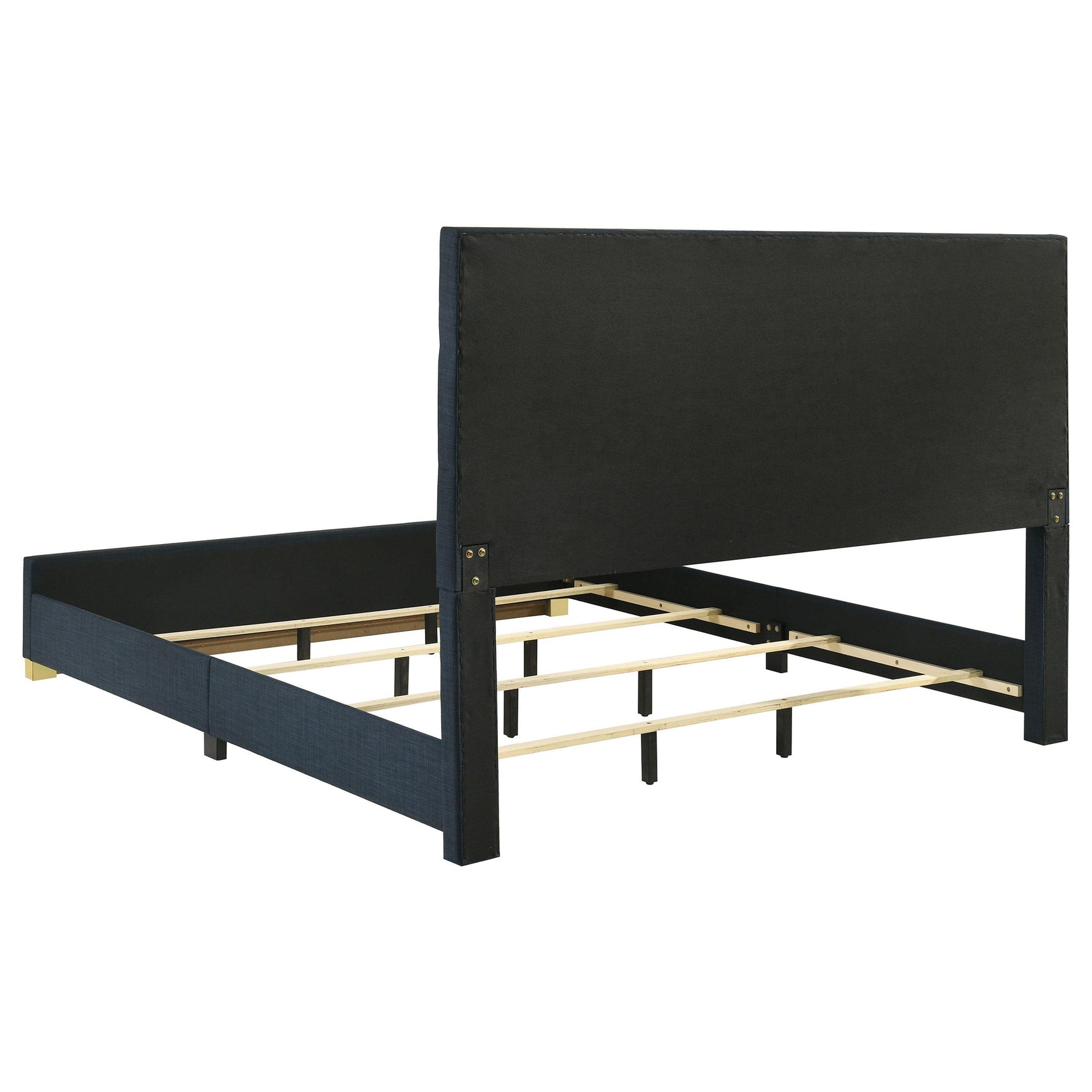 Ines 52-inch Fabric Upholstered Eastern King Panel Bed Navy