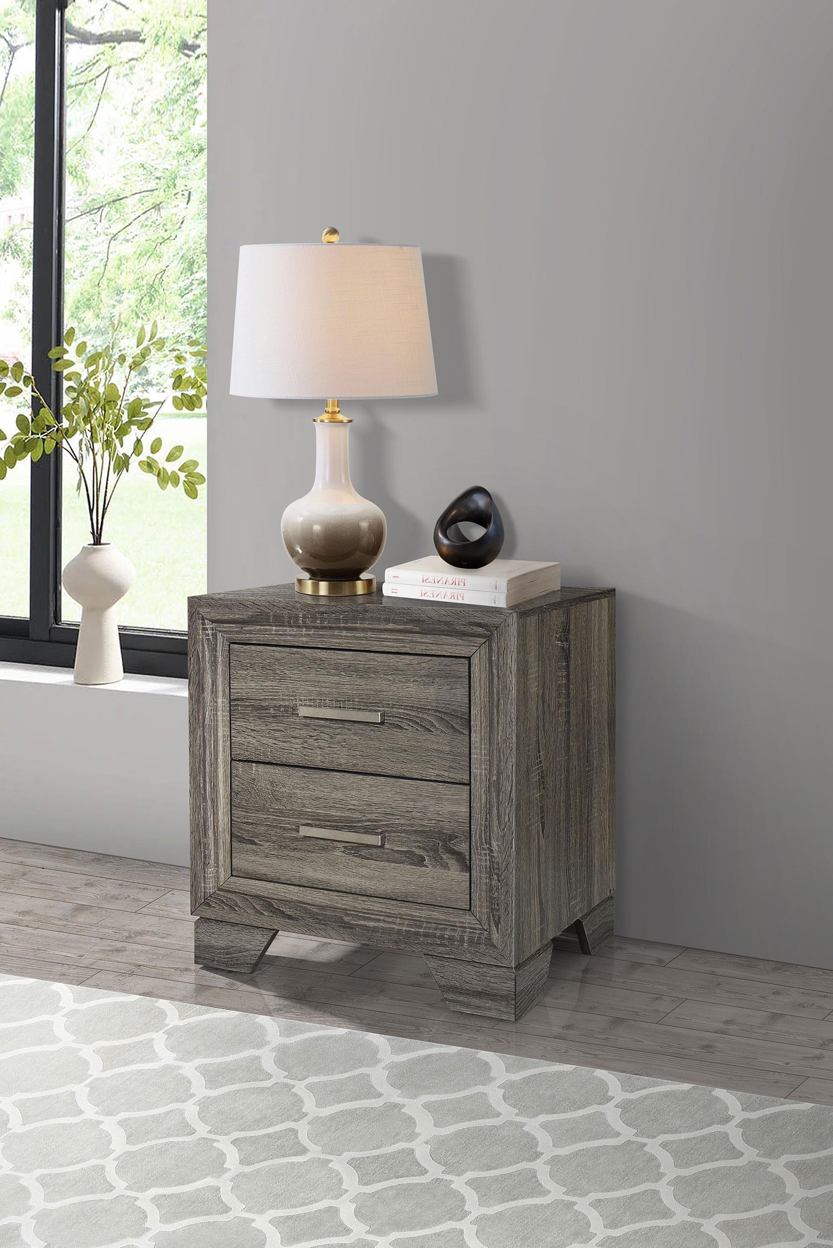 Wright 2-drawer Nightstand Bedide Table Brown Oak