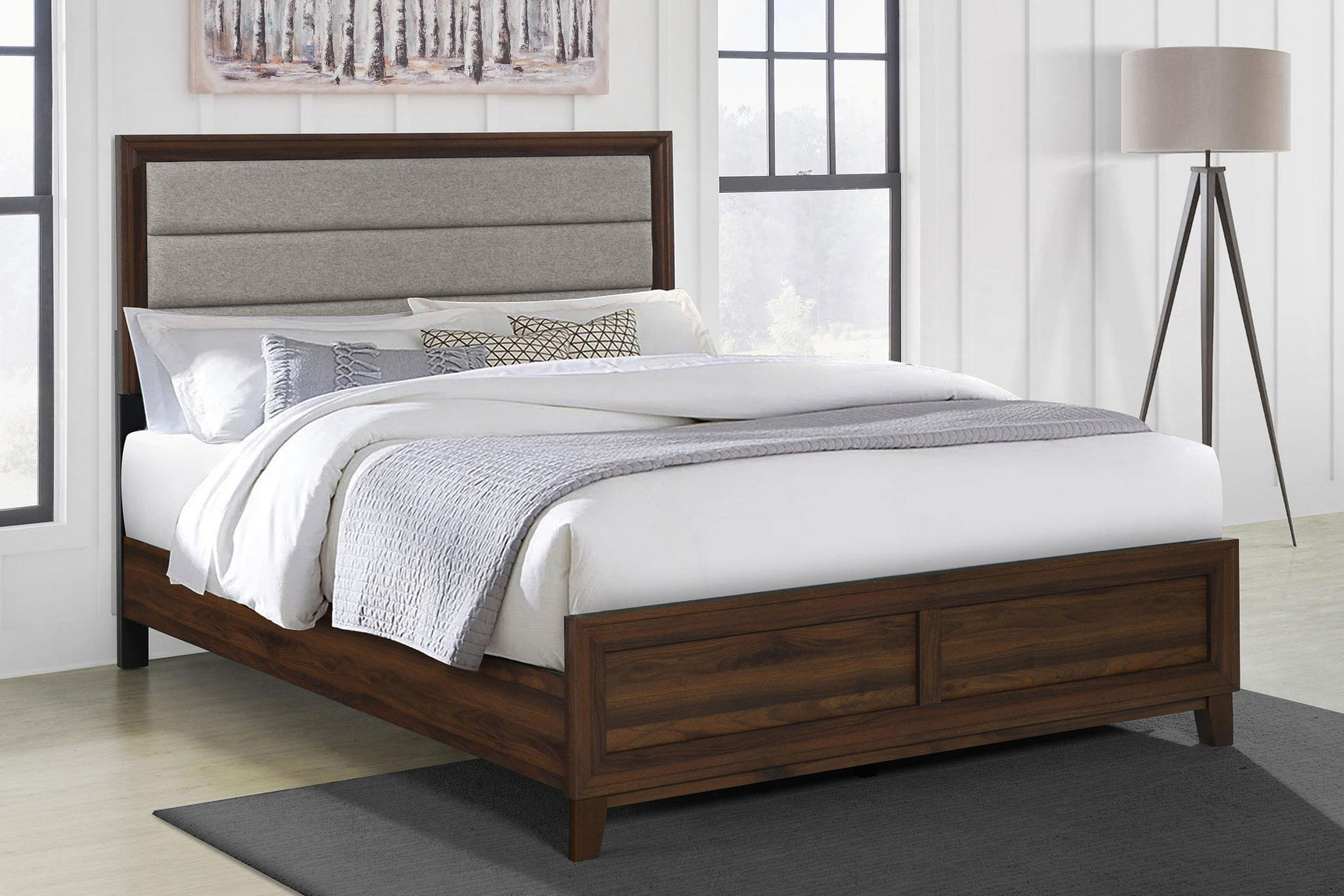 Welsley 50-inch Upholstered King Bed Walnut