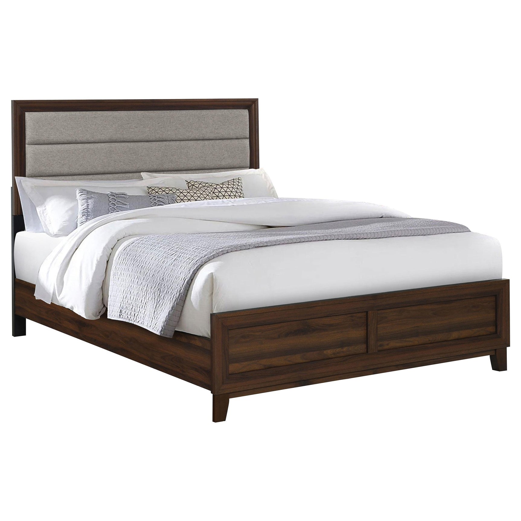 Welsley 50-inch Upholstered King Bed Walnut