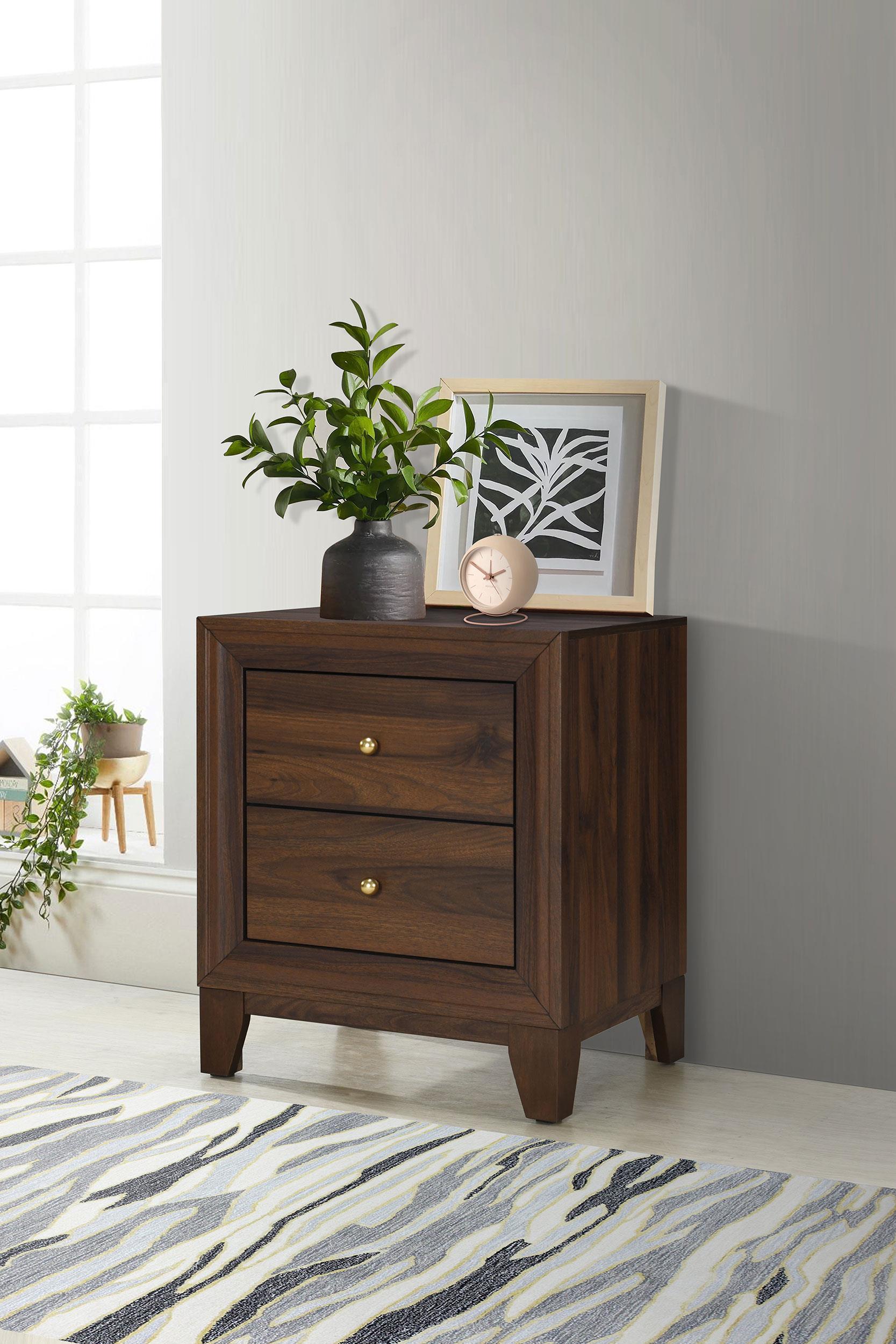 Welsley 2-drawer Nightstand Bedide Table Walnut