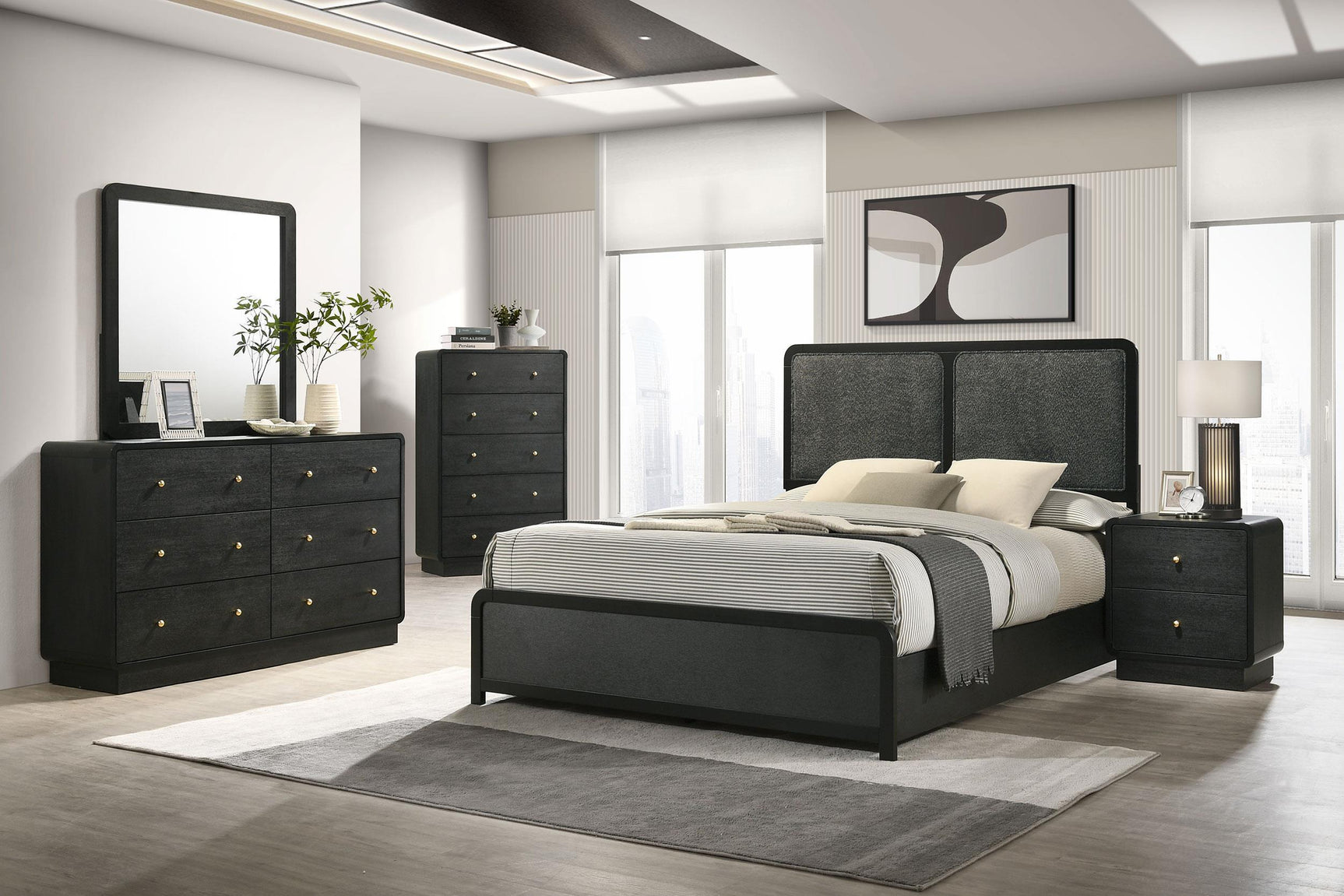 Cavelle 47-inch Upholstered King Bed Black