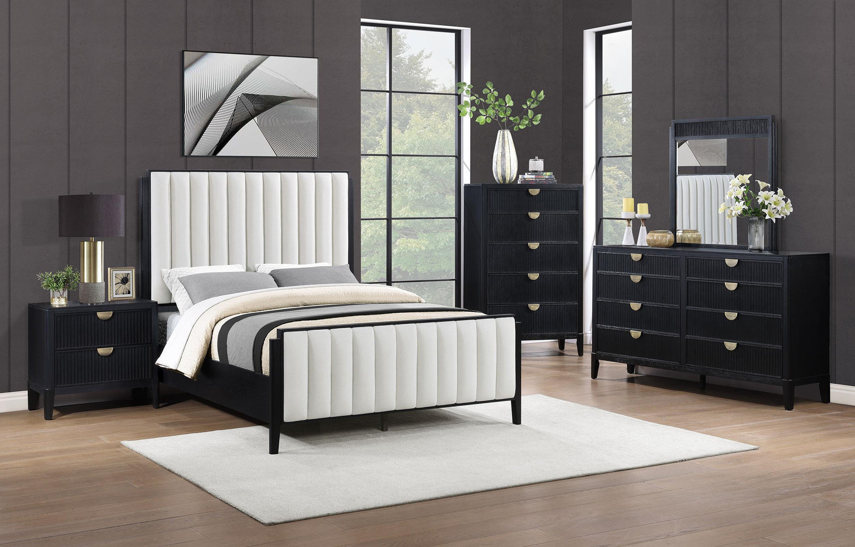 Brookmead 60-inch Upholstered King Bed Black 224710KE