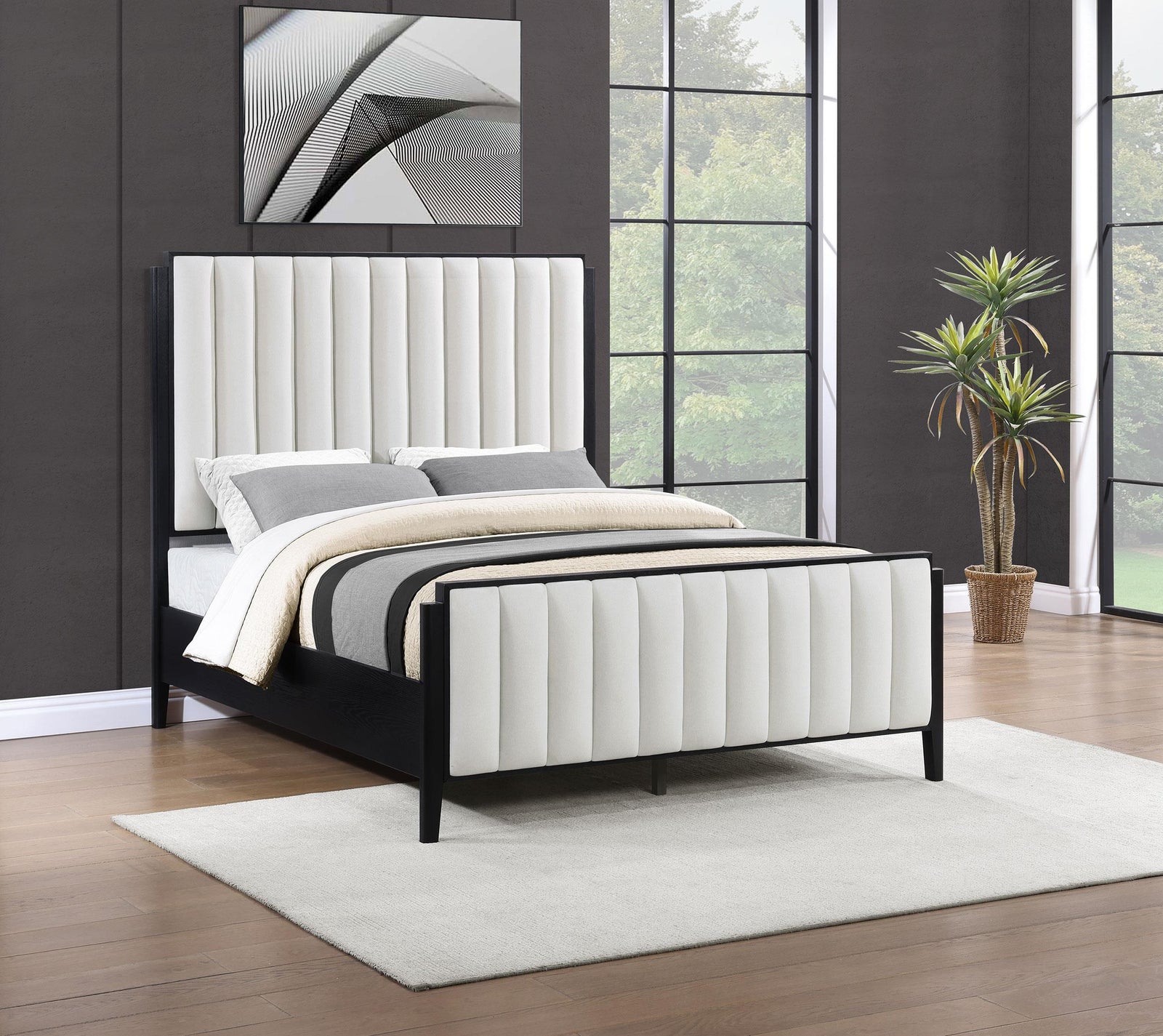 Brookmead 60-inch Upholstered Queen Bed Black 224710Q