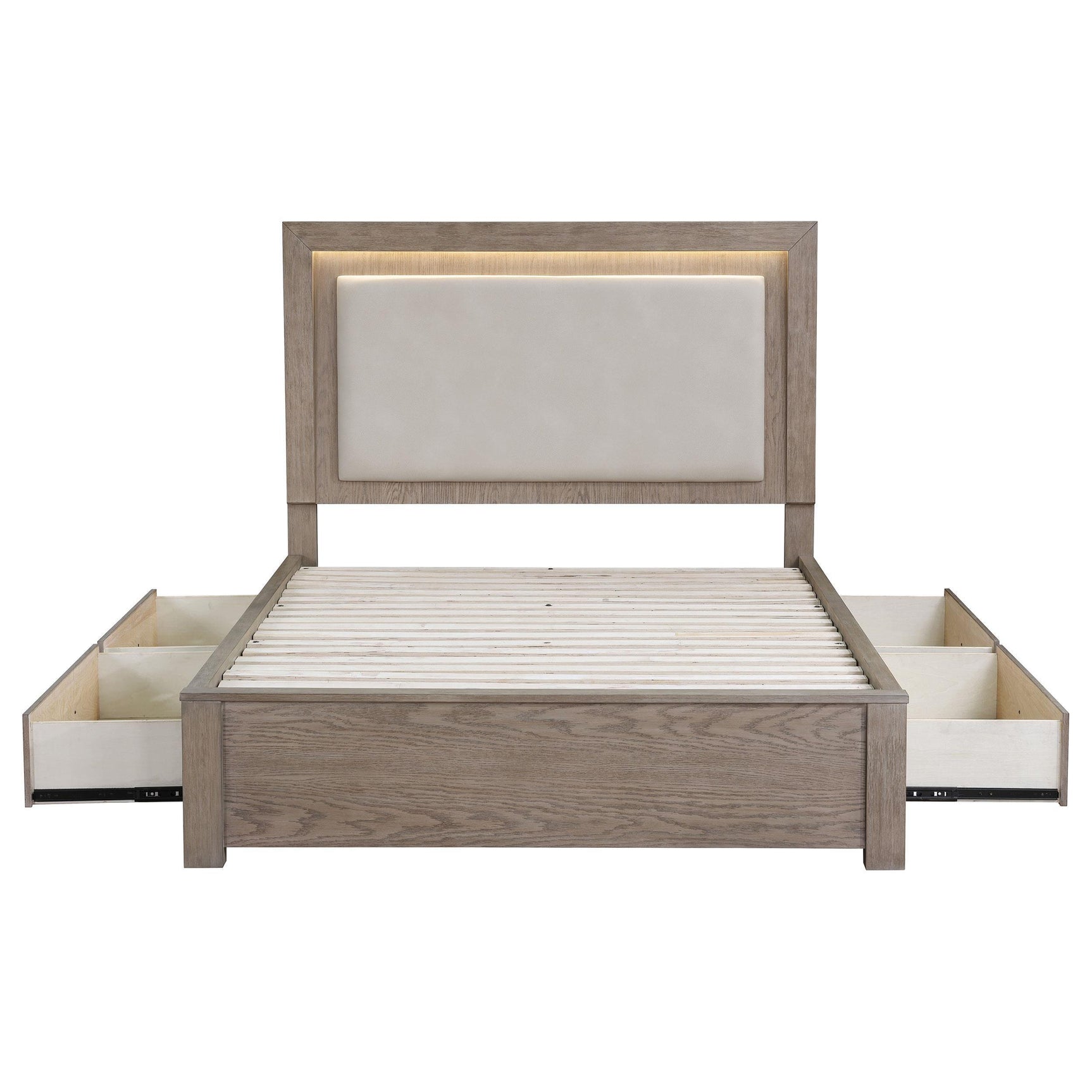 Kenora 56-inch King LED Storage Bed Barley Brown