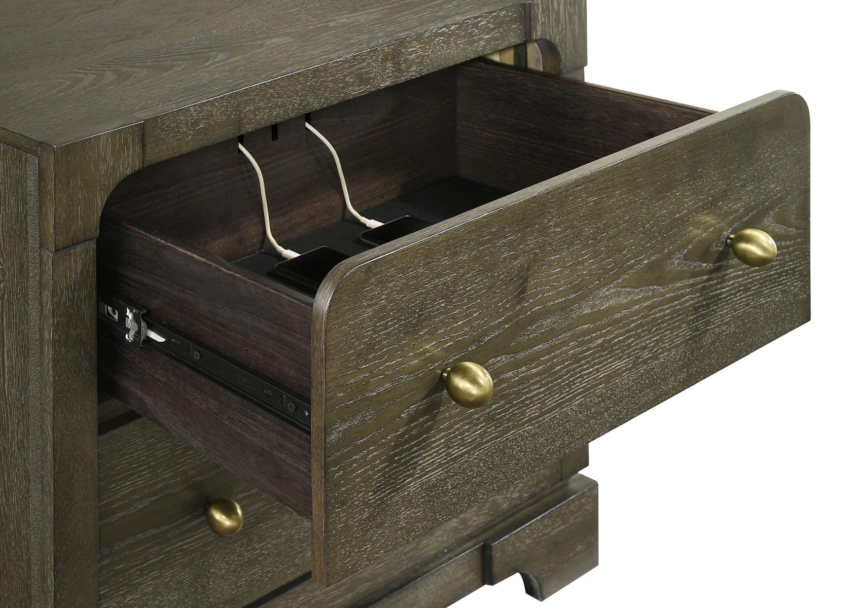 Gran Park 2 Drawer Nightstand Bedide Table Dark Cocoa