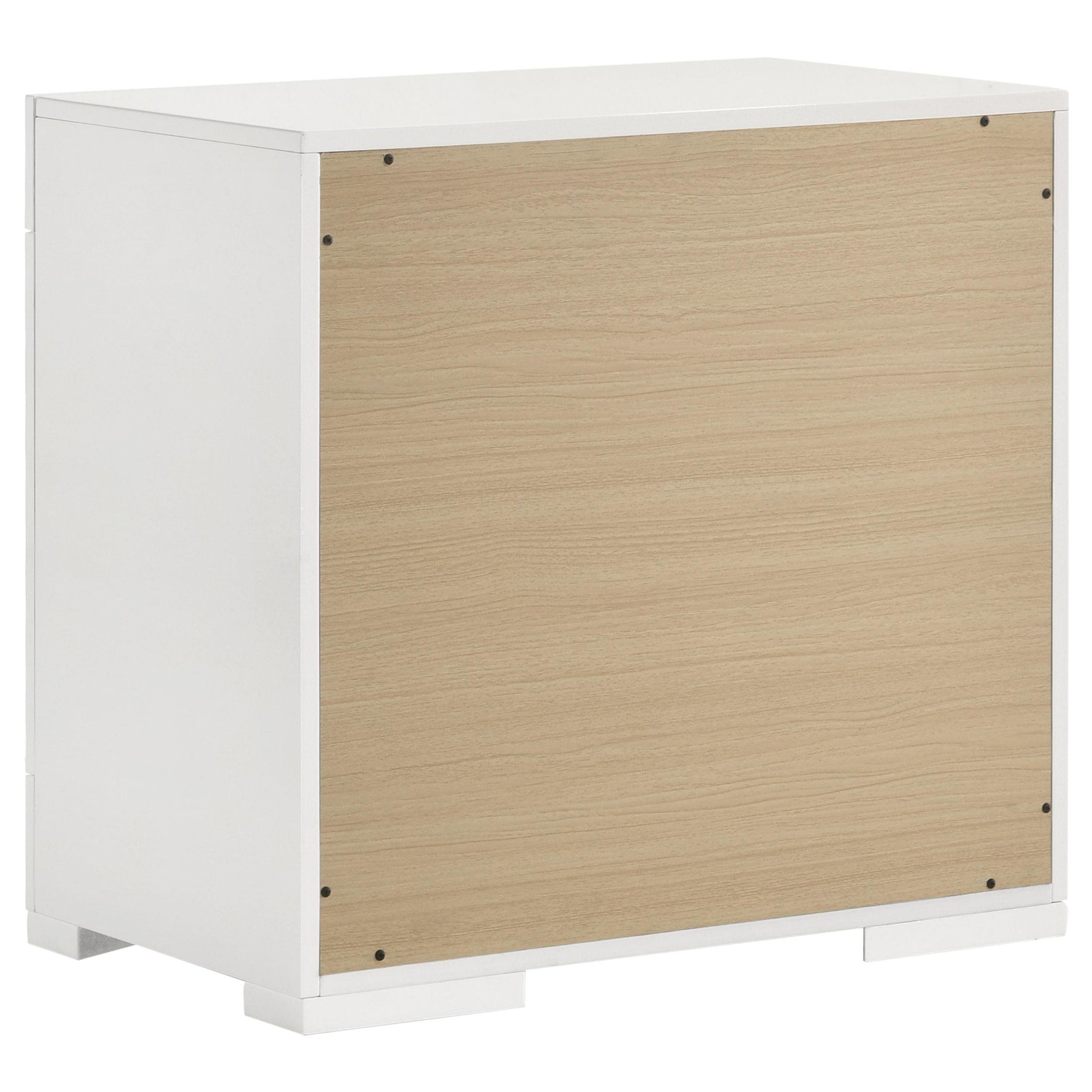Ives 2 Drawer Nightstand Bedide Table White High Gloss