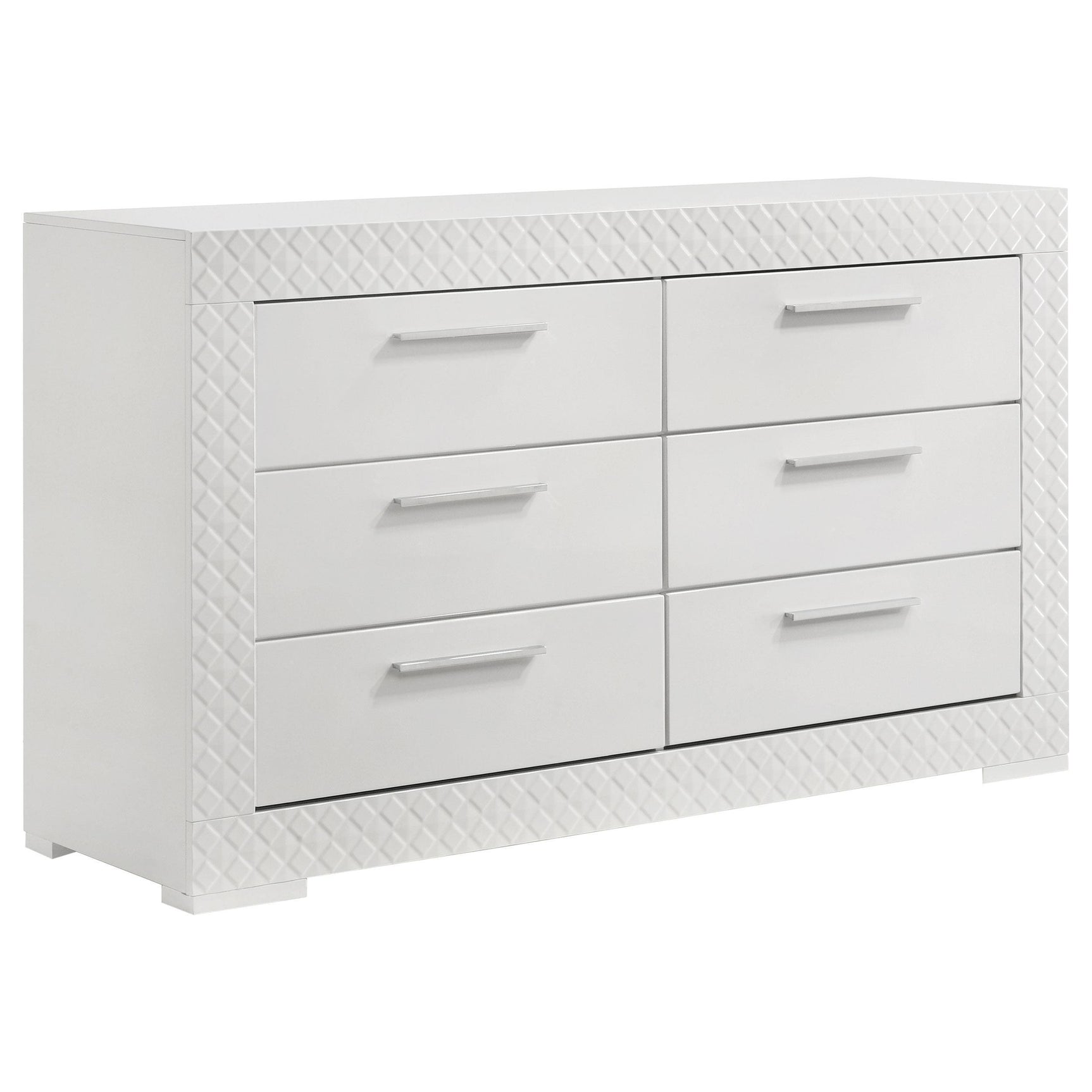 Ives 6 Drawer Dresser Cabinet White High Gloss