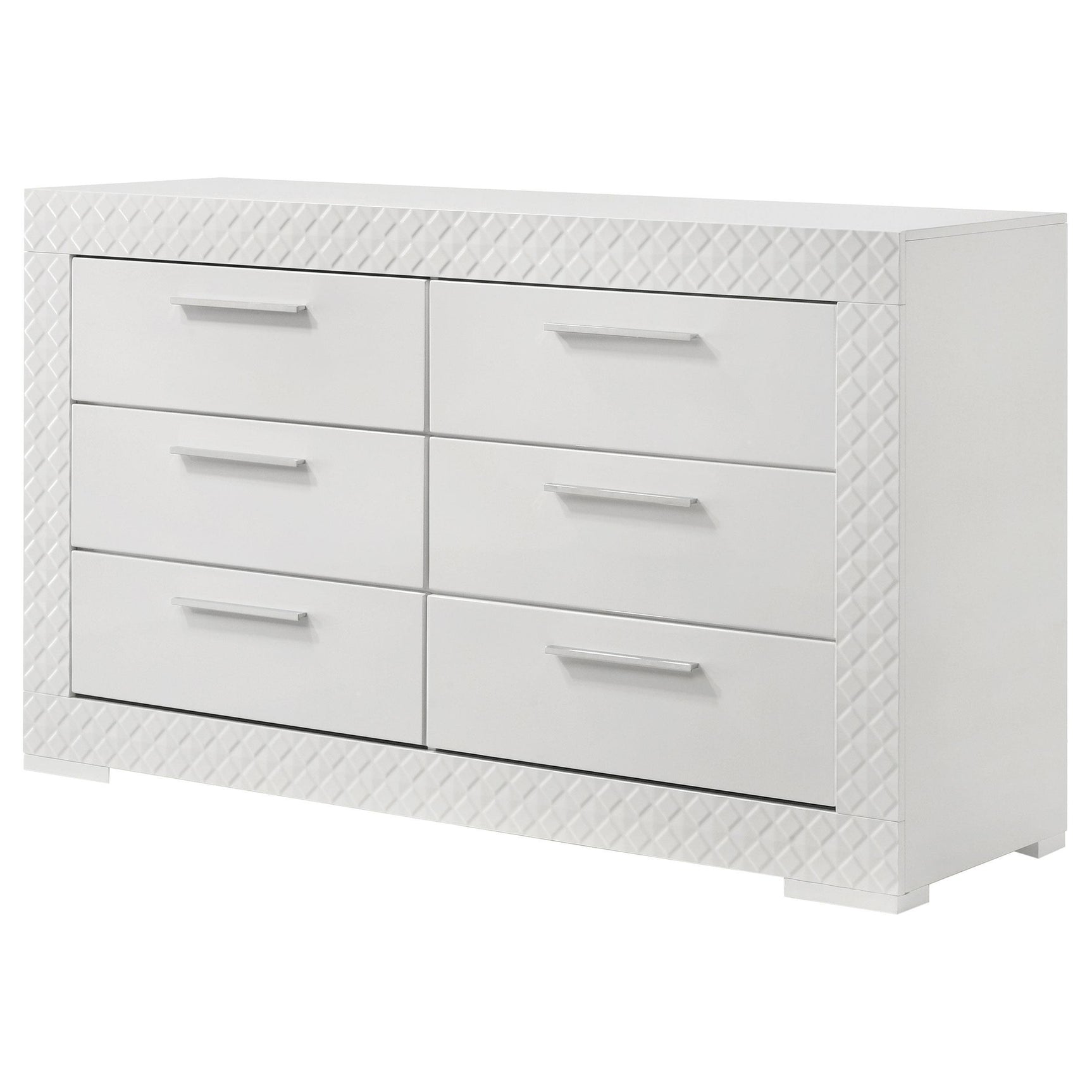 Ives 6 Drawer Dresser Cabinet White High Gloss