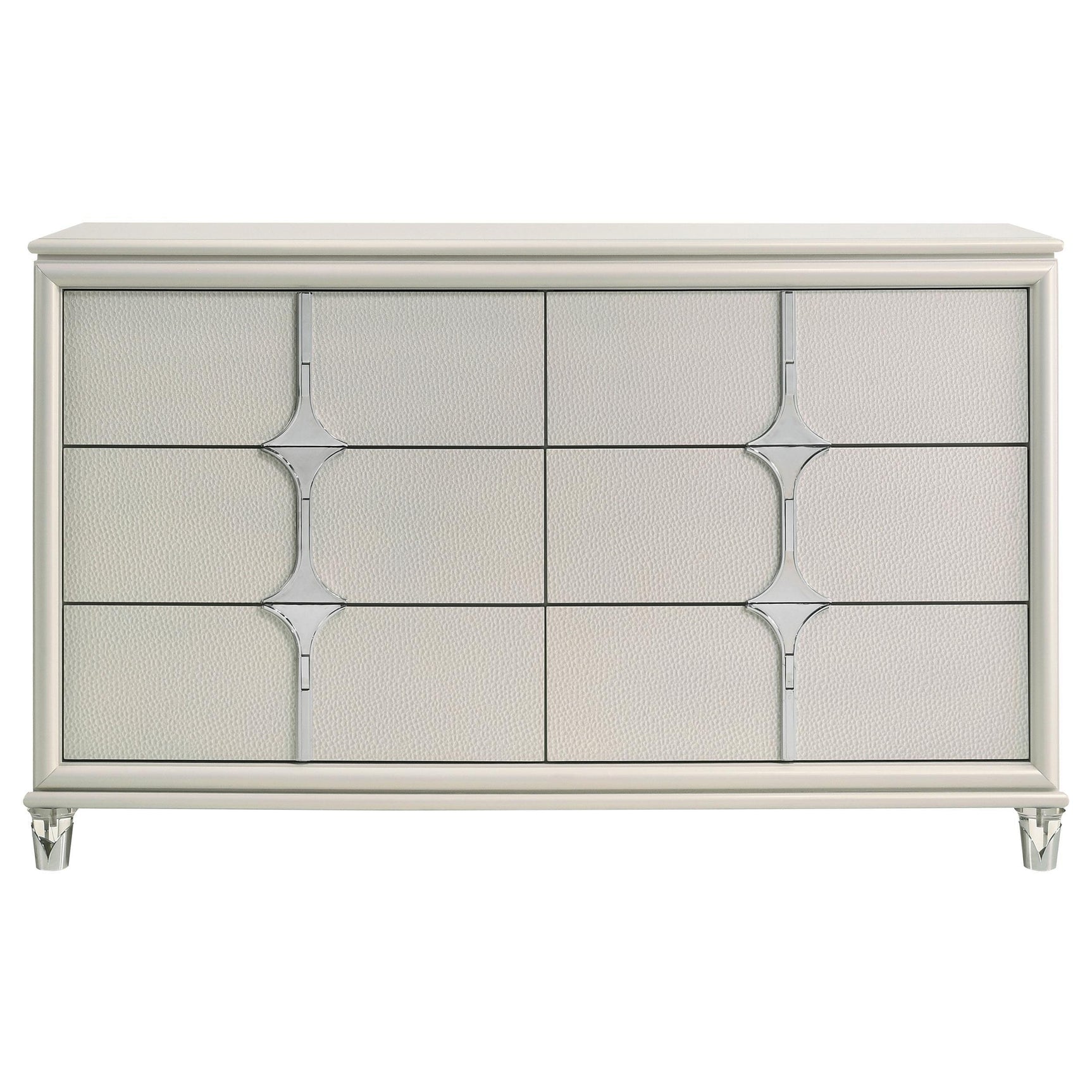 Olivia 6 Drawer Dresser Cabinet Pearl White