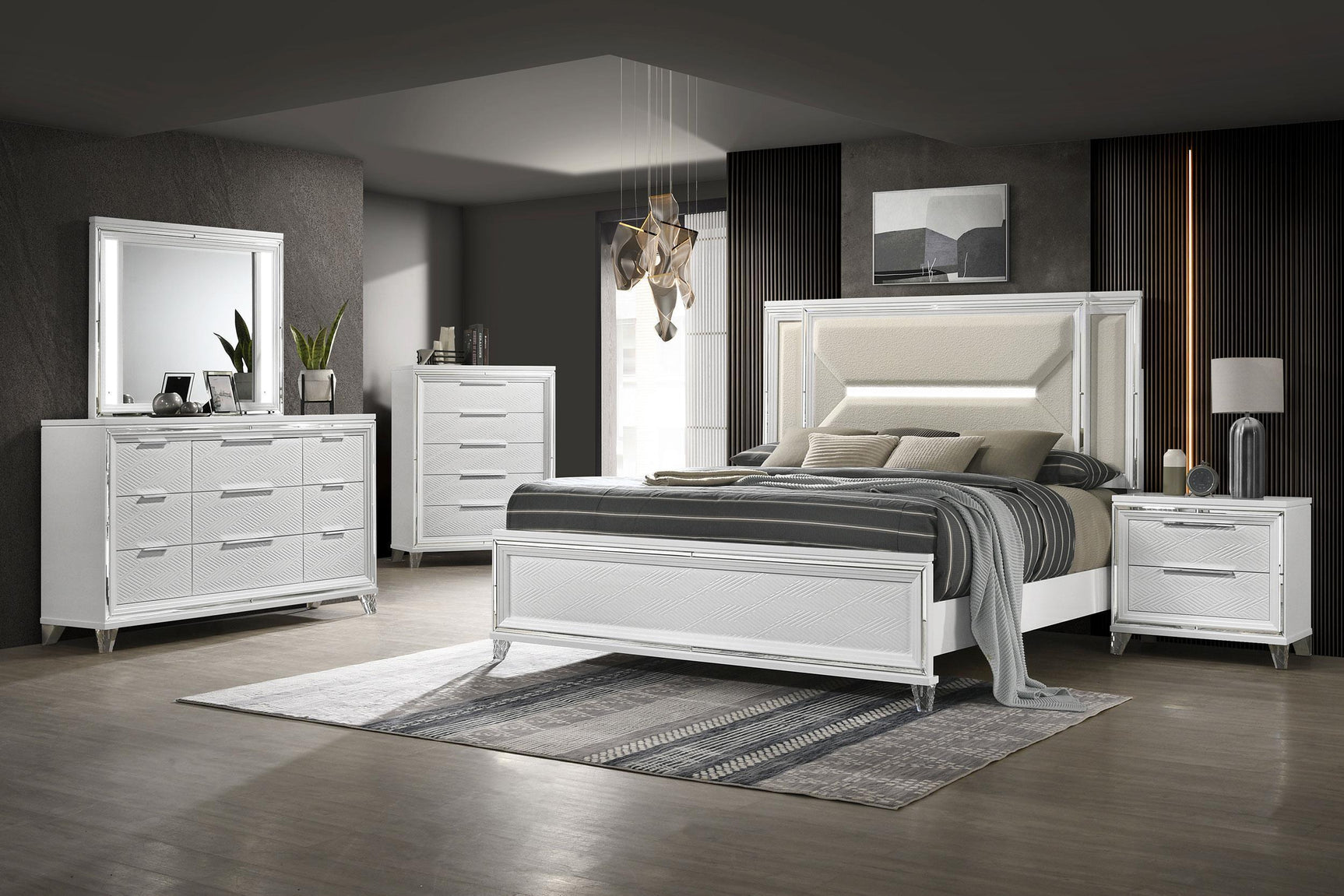 Marmore 2 Drawer Nightstand Bedide Table White