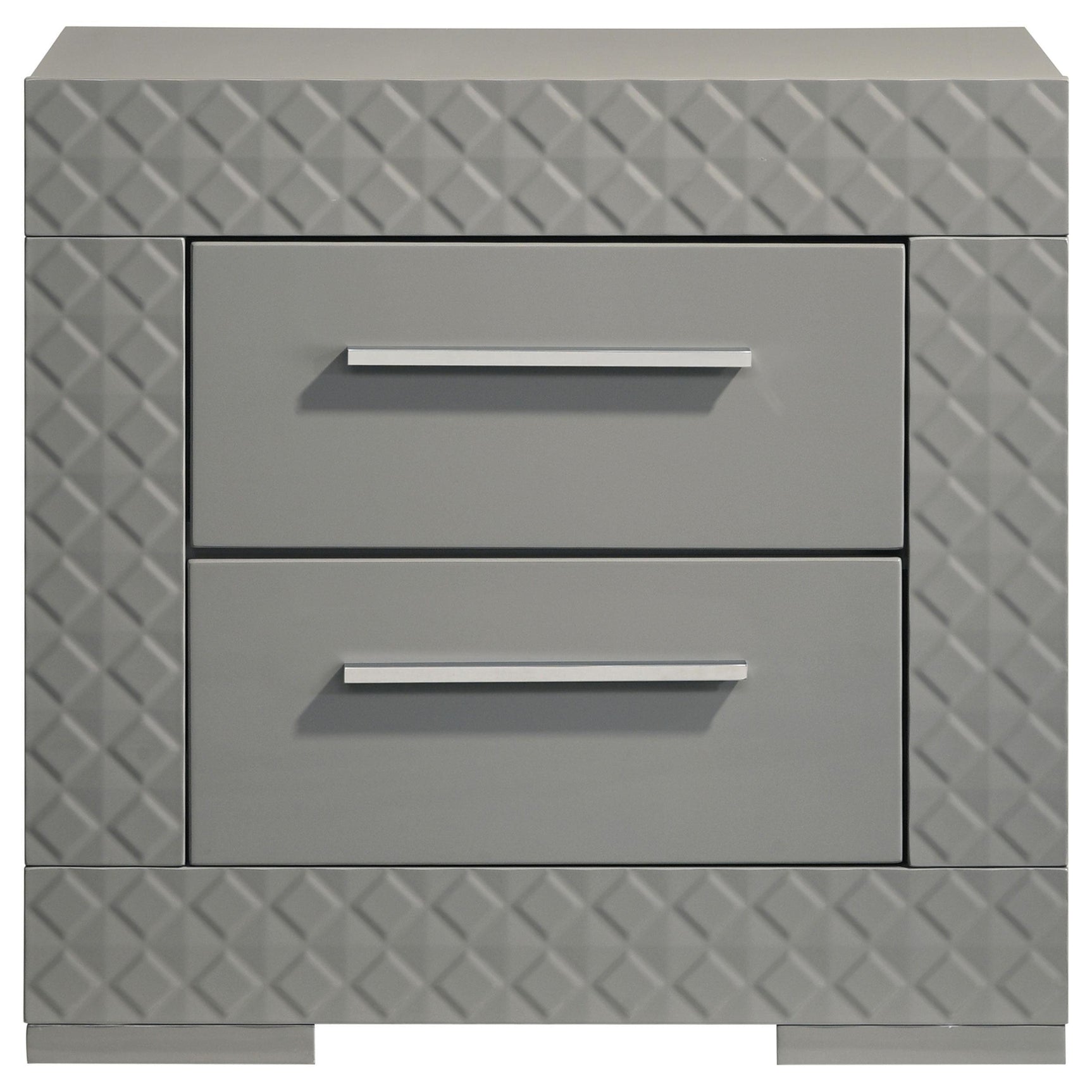 Ives 2 Drawer Nightstand Bedide Table Gray High Gloss