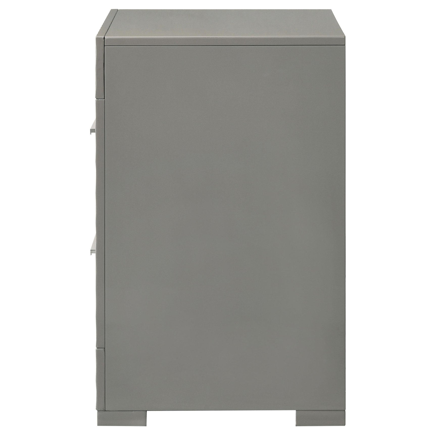 Ives 2 Drawer Nightstand Bedide Table Gray High Gloss