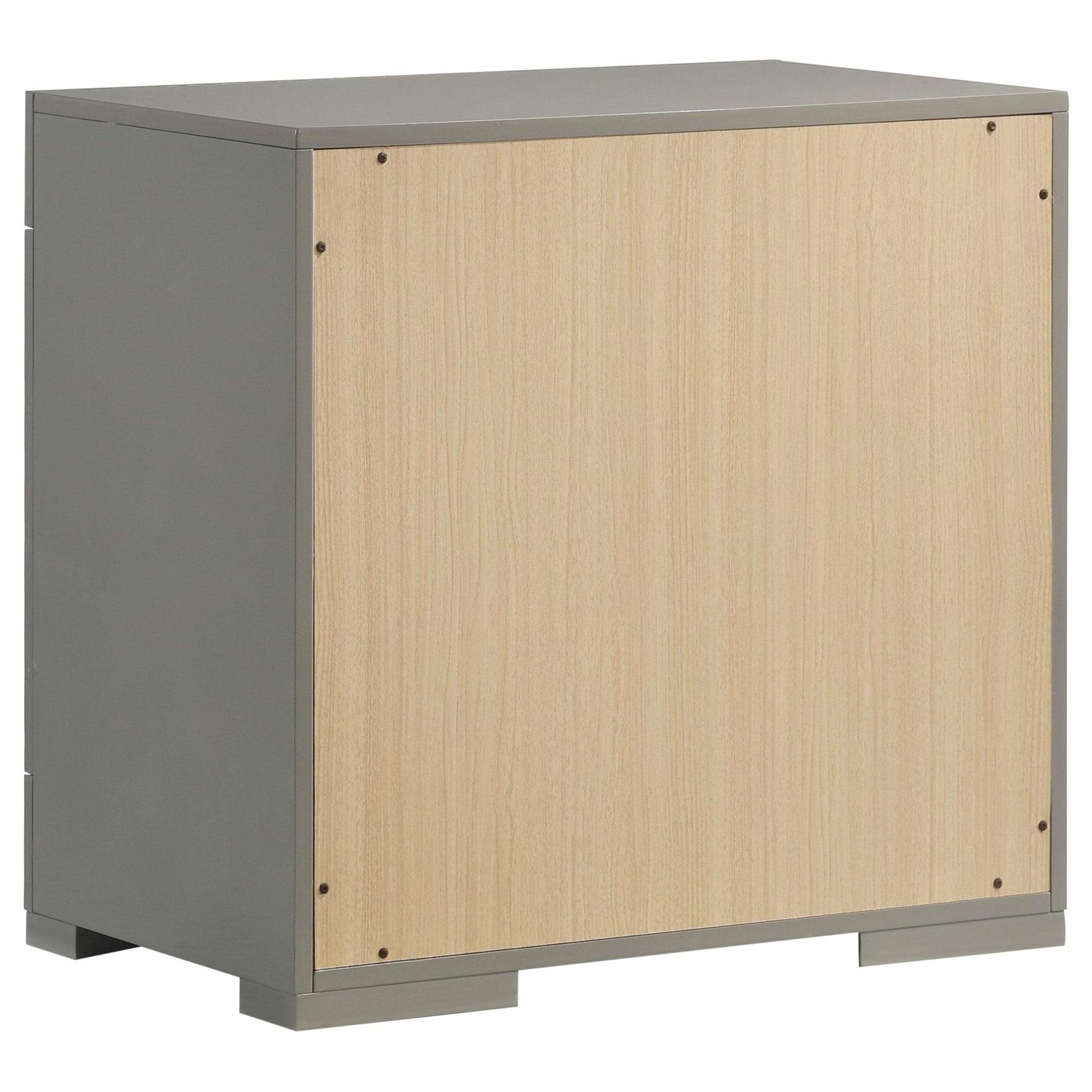 Ives 2 Drawer Nightstand Bedide Table Gray High Gloss