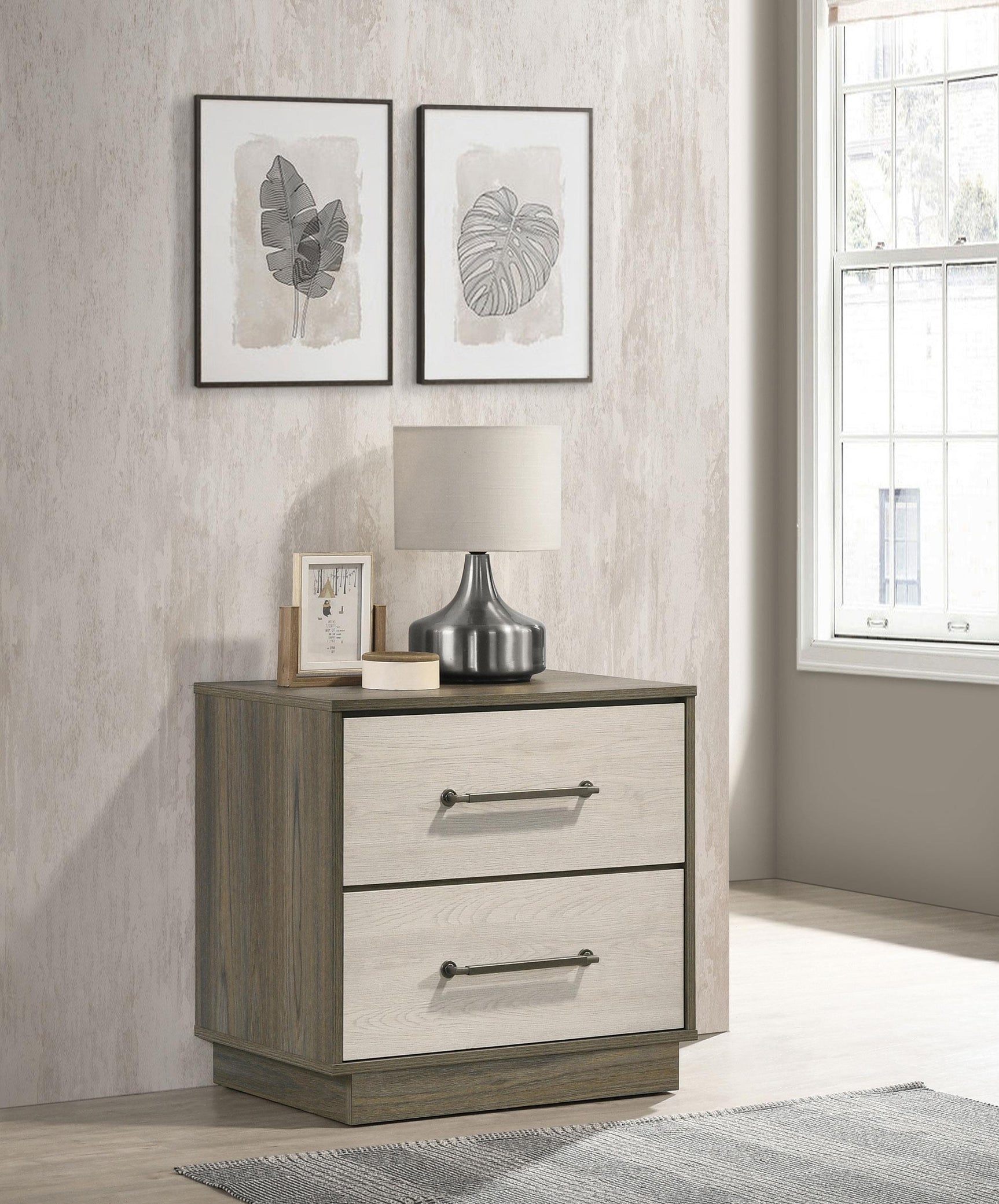 Fenwick 2-drawer Nightstand Bedide Table Gray Oak 224982