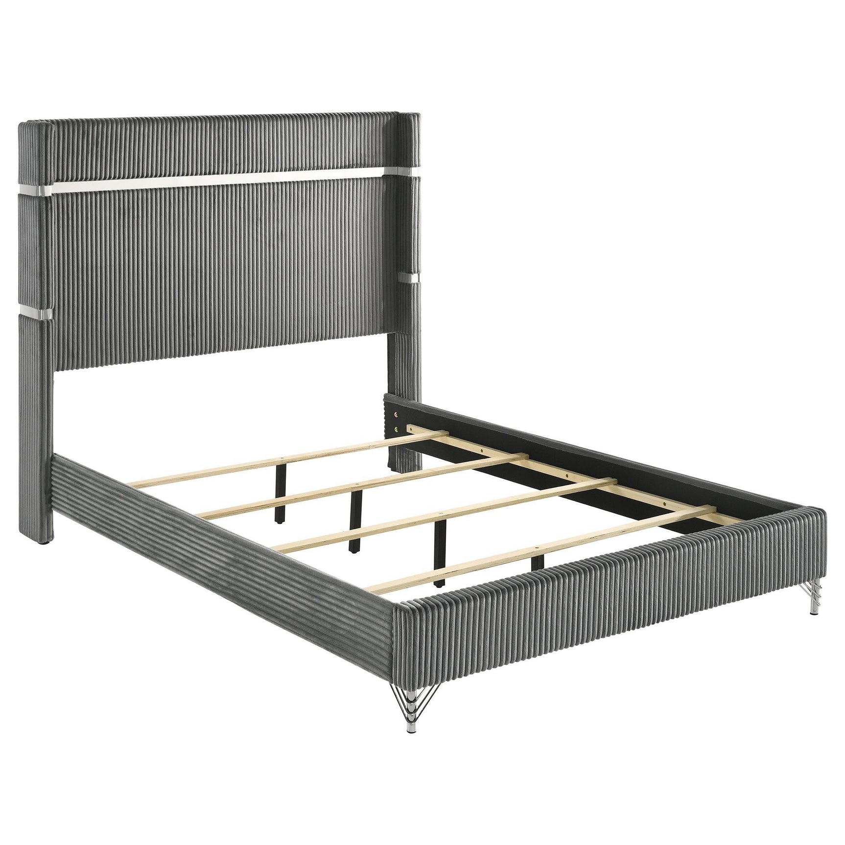 Lucia 61 inch Upholstered Queen Panel Bed Grey