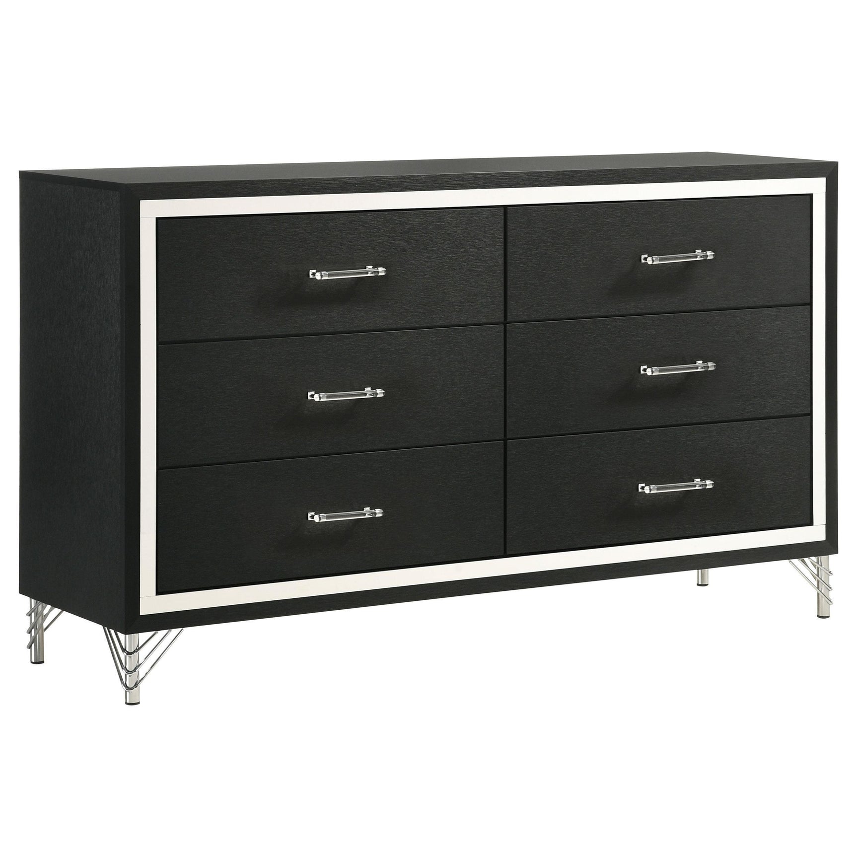 Lucia 6 Drawer Dresser Cabinet Black