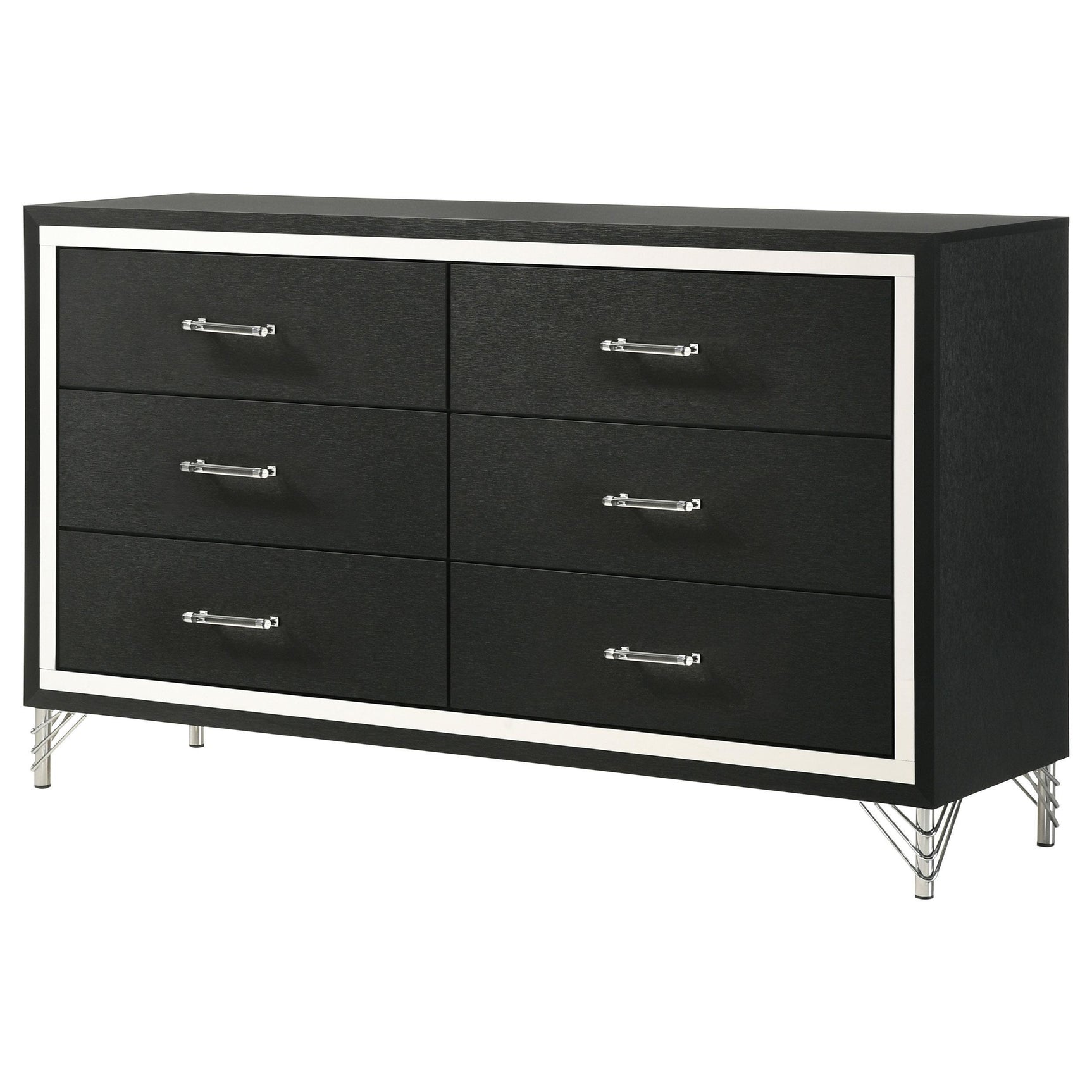 Lucia 6 Drawer Dresser Cabinet Black