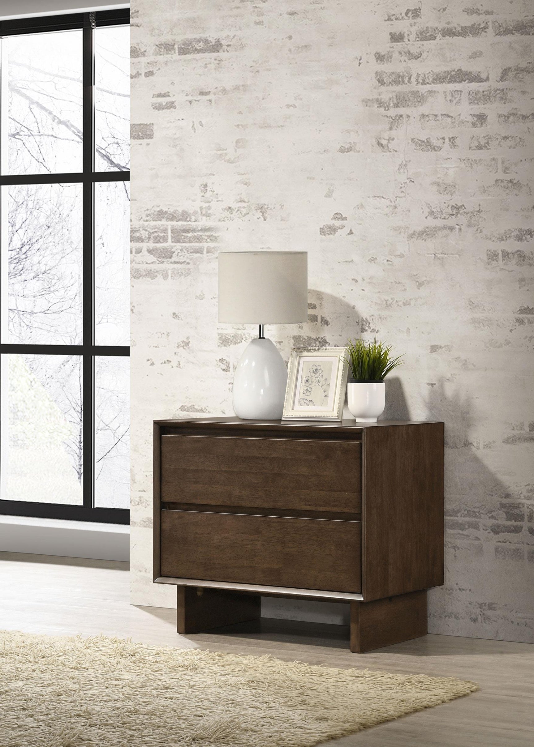 Glenwood 2-drawer Nightstand Bedide Table Warm Brown
