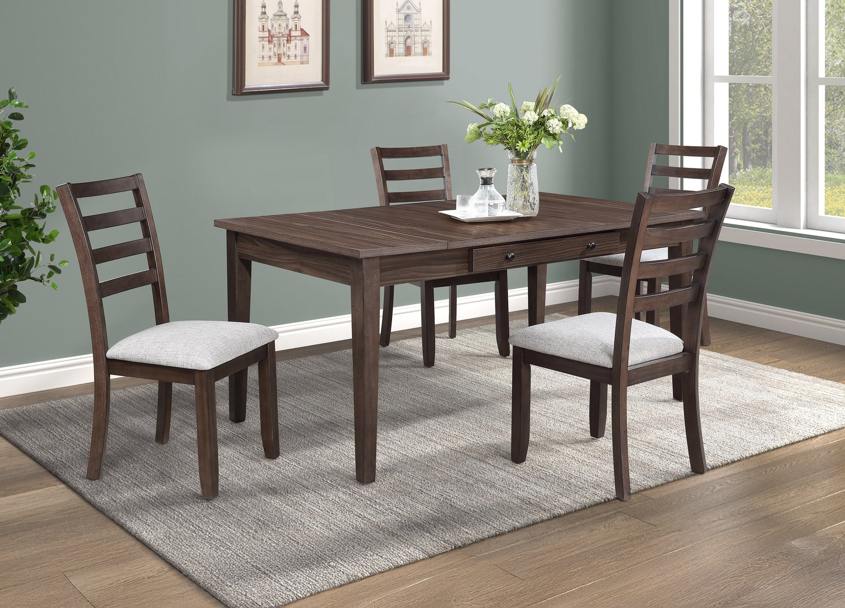 Wagner Dark Brown Storage Rectangular Dining Room Set