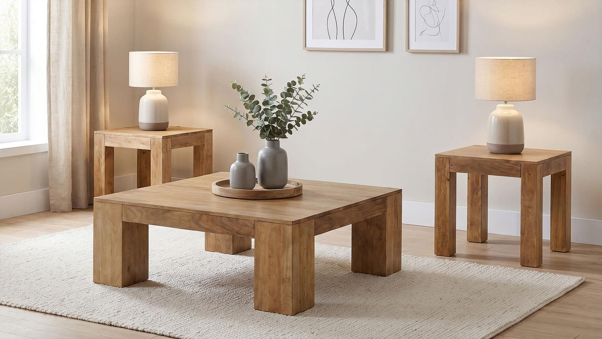 Butte 3-Piece Mango Wood Coffee and End Table Set Natural — product view