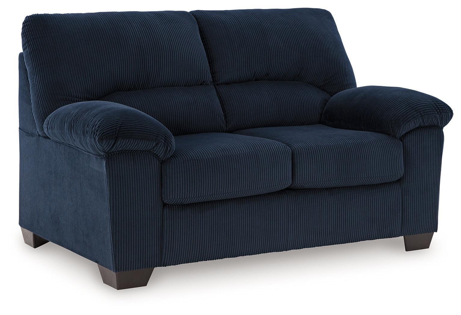 SimpleJoy Navy Chenille,Velvet Loveseat