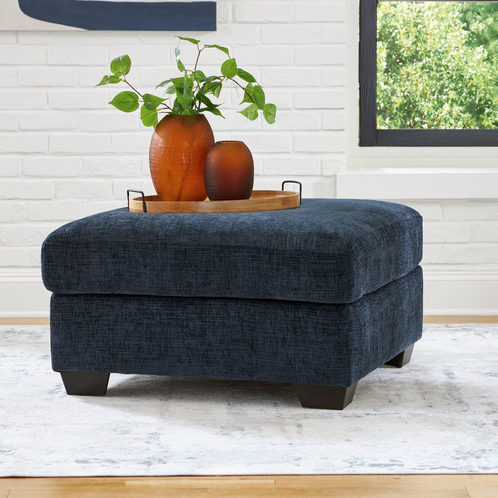 Aviemore Ink Chenille Oversized Accent Ottoman