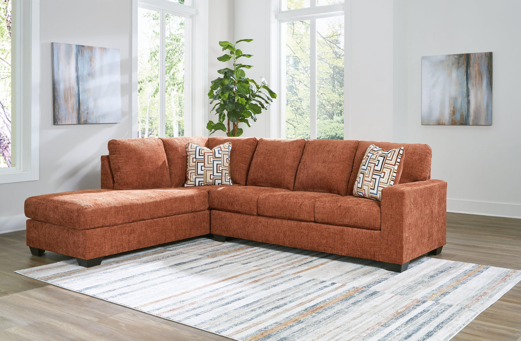 Aviemore Spice Chenille 2-Piece Sectional with Chaise
