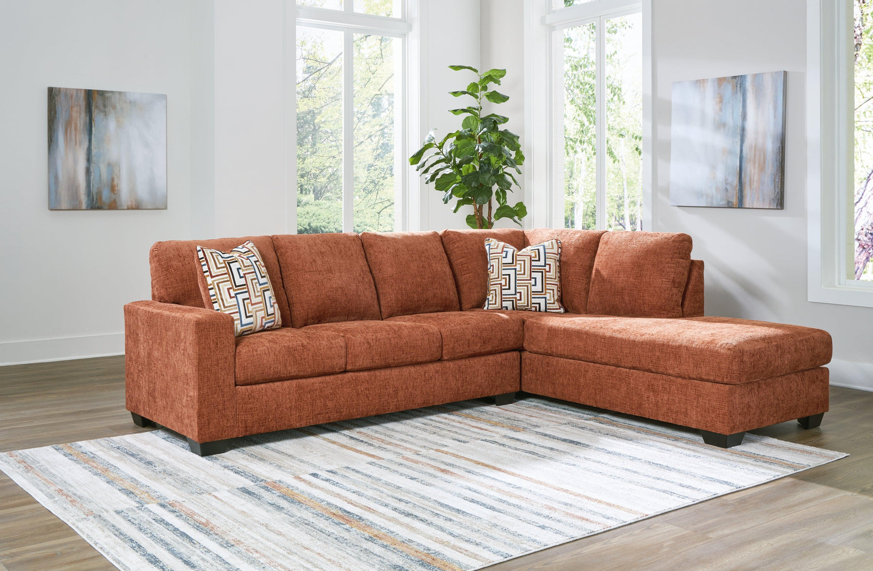 Aviemore Spice Chenille 2-Piece Sectional with Chaise