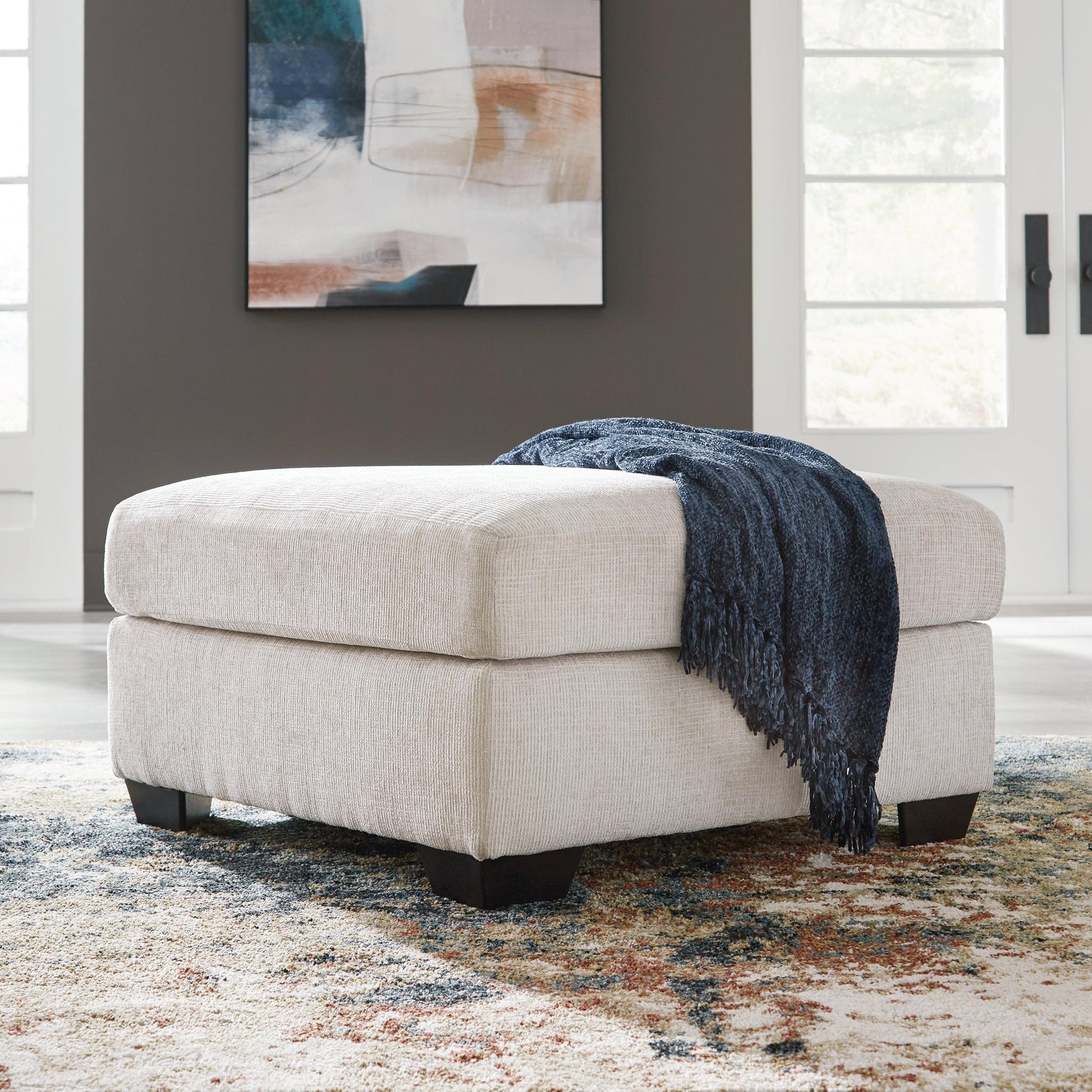 Aviemore Stone Chenille Oversized Accent Ottoman