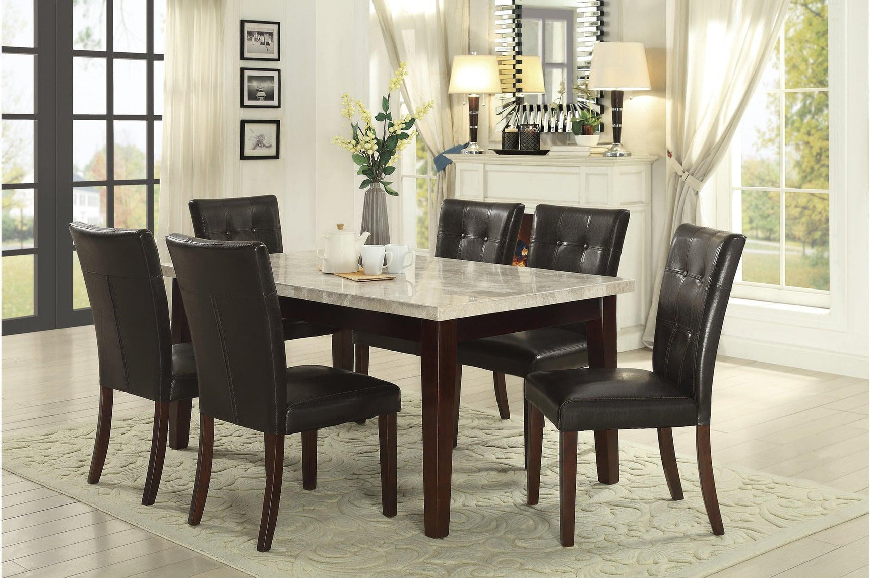 Decatur Cherry Marble TopDining Room Set