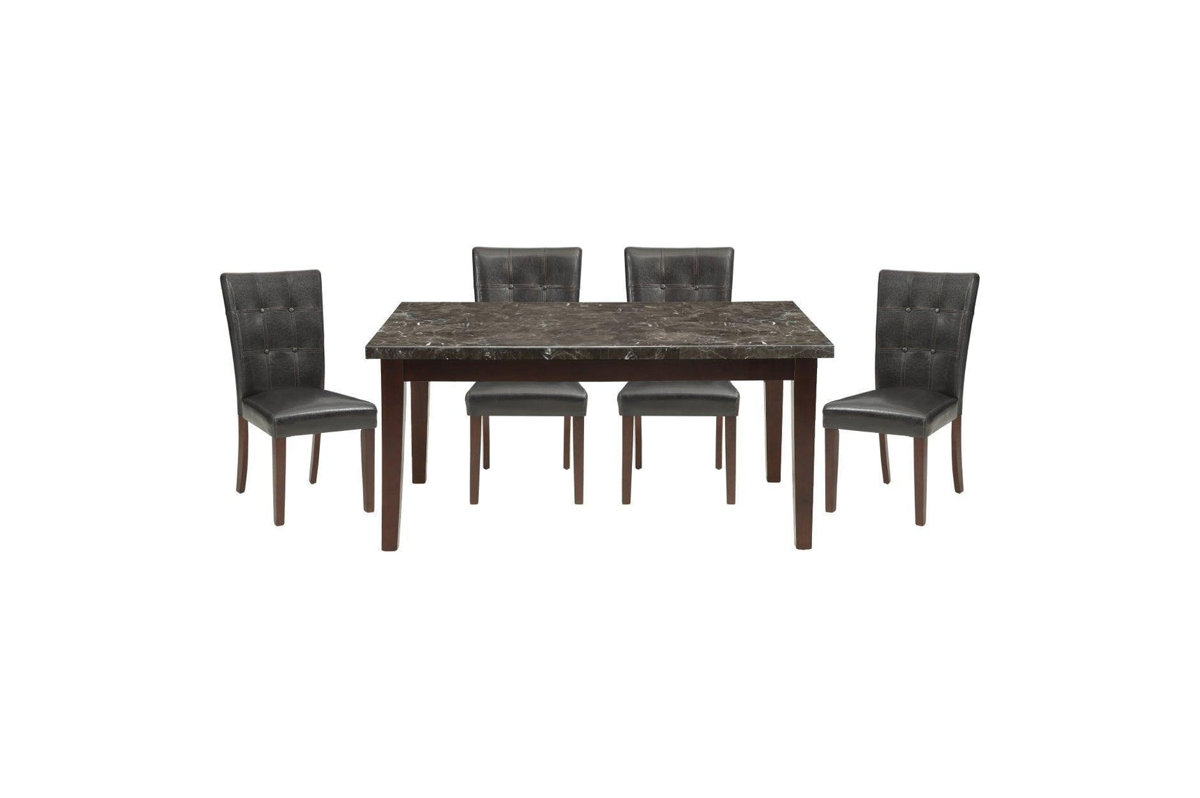 Decatur Black Cherry Marble Top Dining Room Set