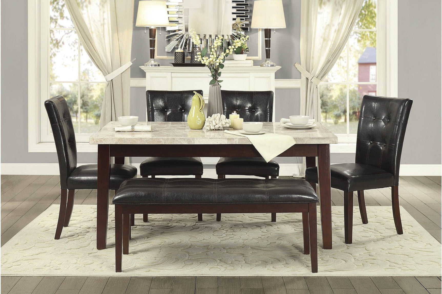 Decatur Cherry Marble TopDining Room Set
