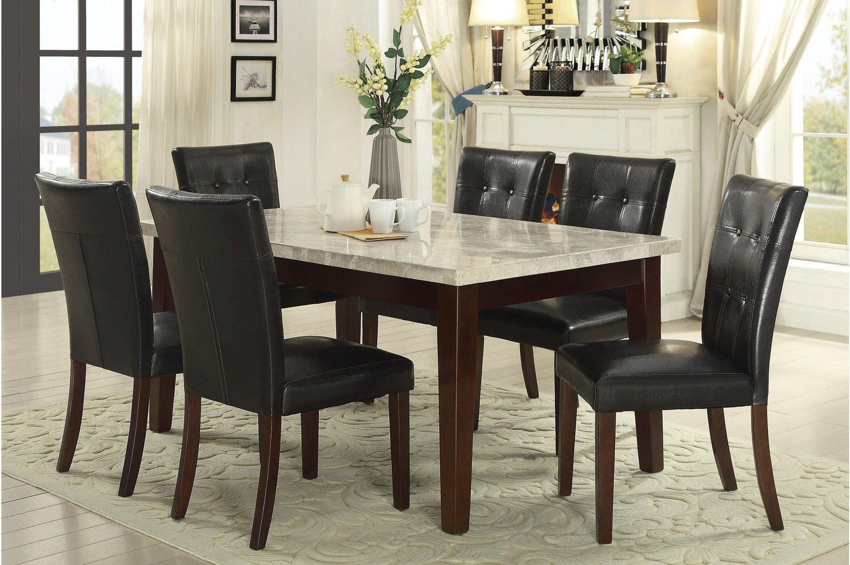 Decatur Cherry Marble TopDining Room Set