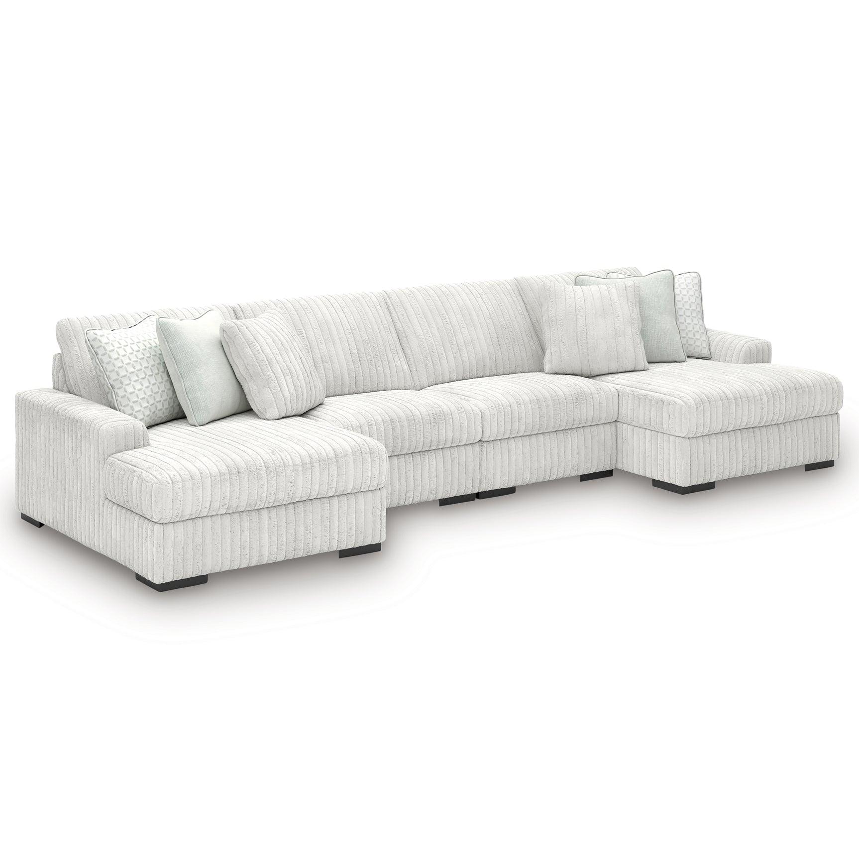 Stupendous Alloy Velvet 4-Piece Sectional with Double Chaise