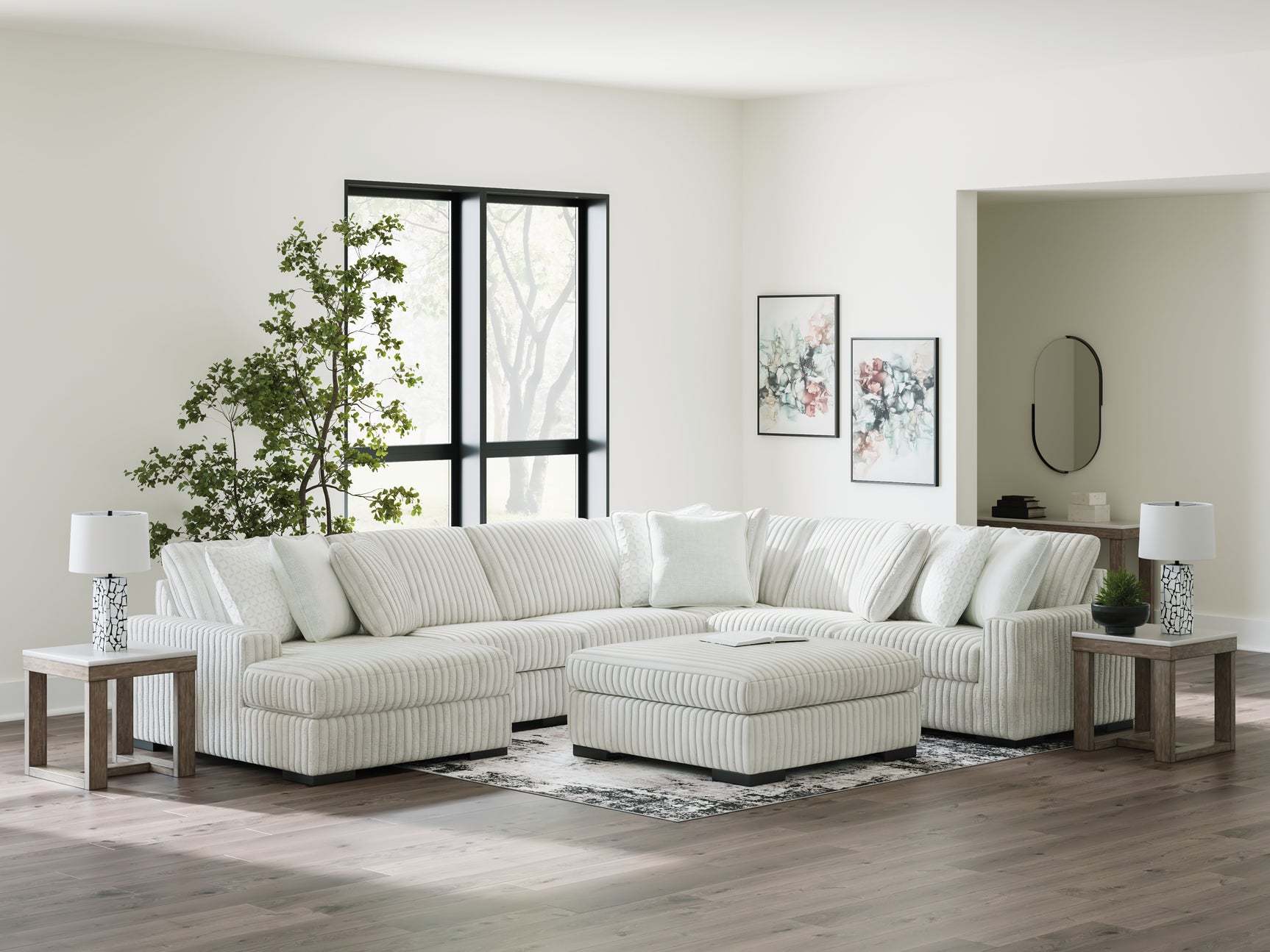 Stupendous Alloy Velvet 5-Piece Sectional with Chaise