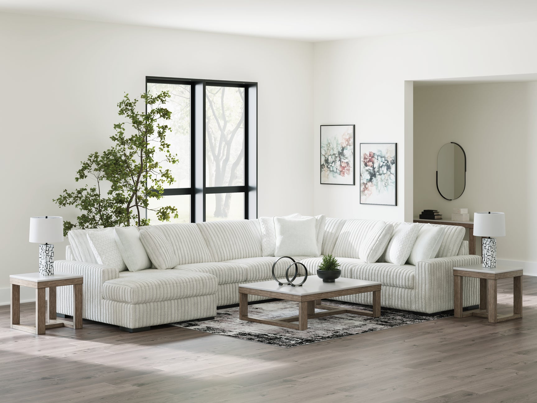 Stupendous Alloy Velvet 5-Piece Sectional with Chaise