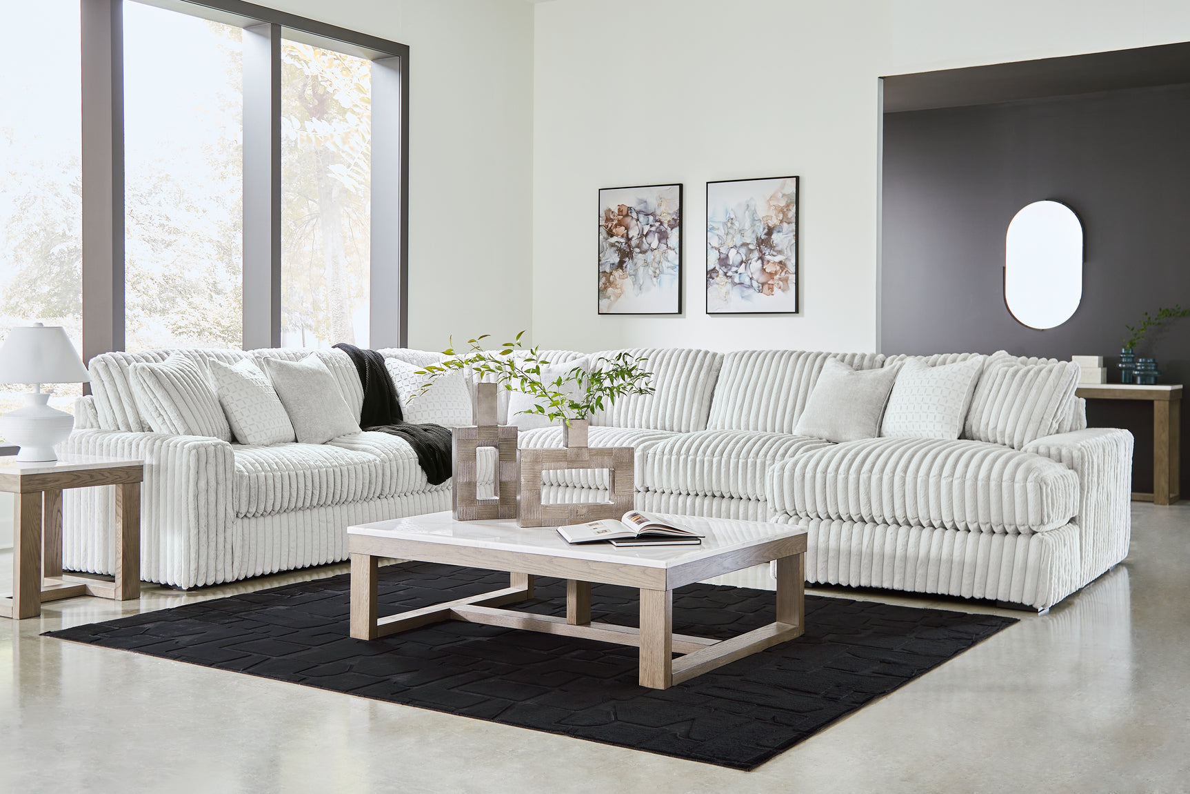 Stupendous Alloy Velvet 5-Piece Sectional with Chaise