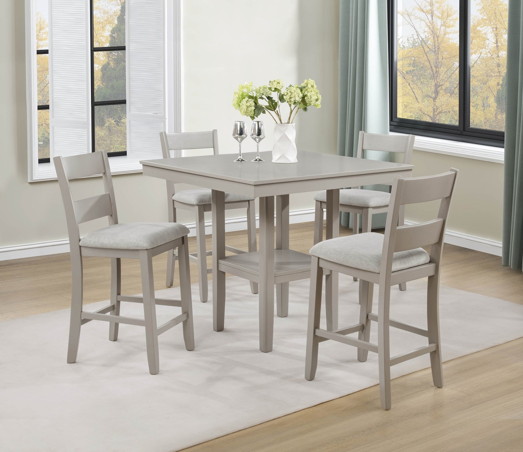 Lester 5-Piece Greige Counter Height Set from Ella Furniture