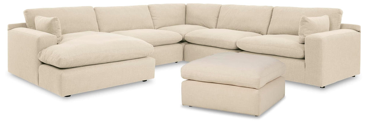 Elyza Linen 5-Piece Sectional with Ottoman — product image 2