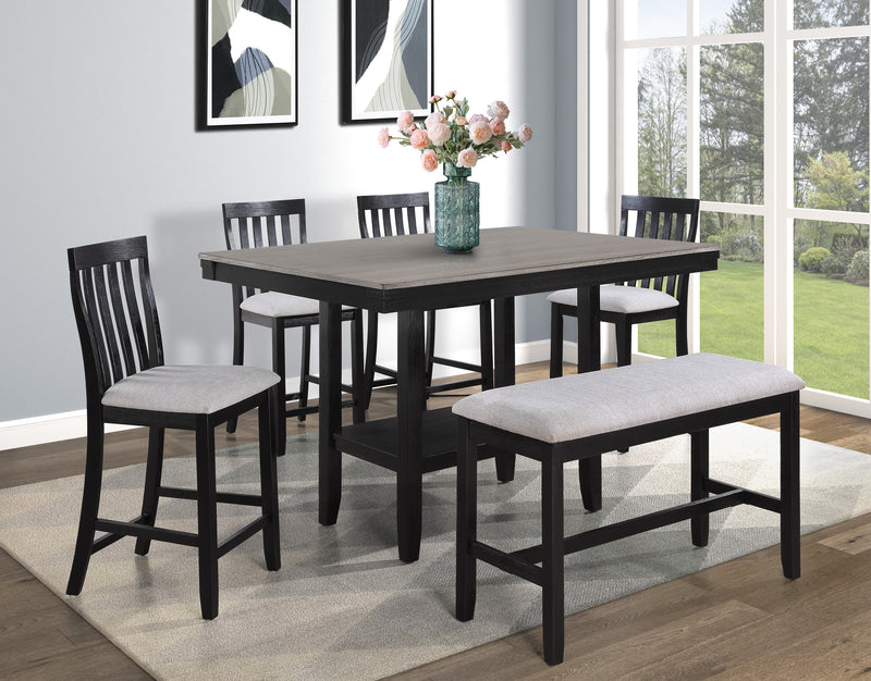 Delfin Light Brown Modern Solid Wood And Veneers Counter Height Dining Room Set