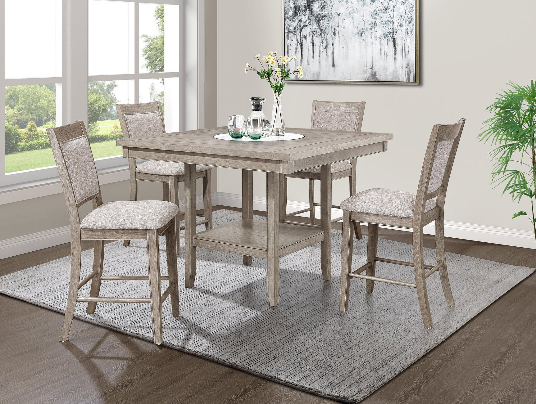 Fulton Gray Marble Top Counter Height Set