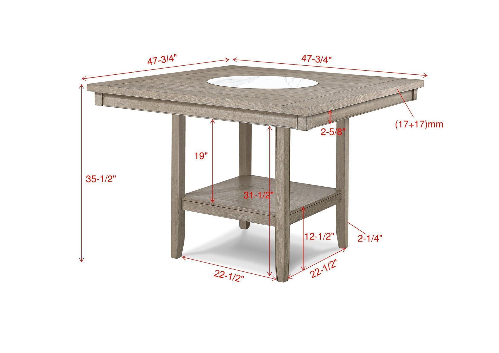 Fulton Gray Marble Top Counter Height Set