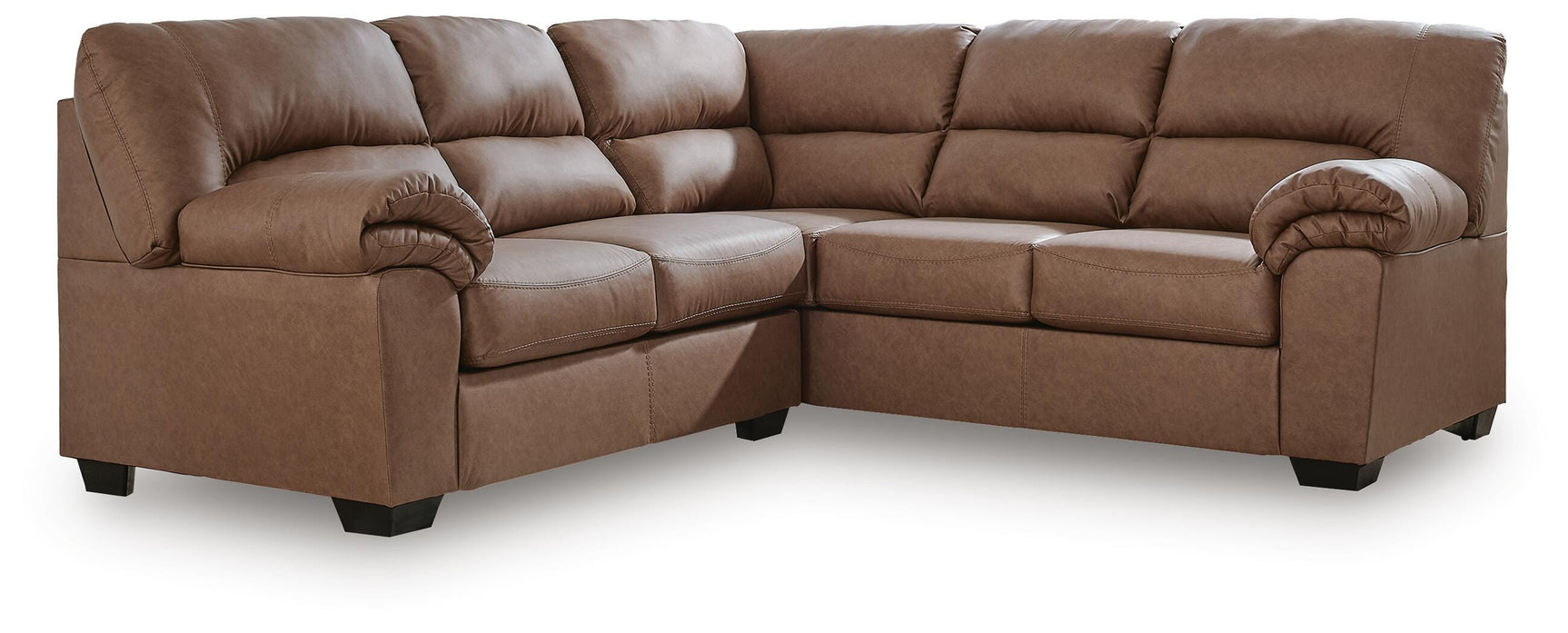 WillowBend Caramel Faux Leather 2-Piece Sectional