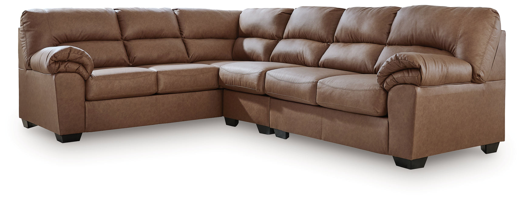 WillowBend Caramel Faux Leather 3-Piece Sectional