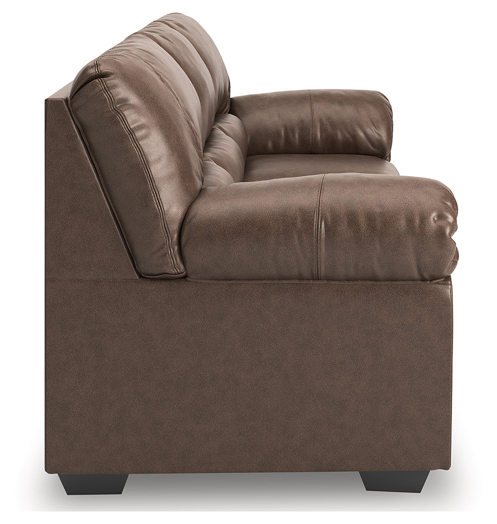 WillowBend Umber Faux Leather Sofa