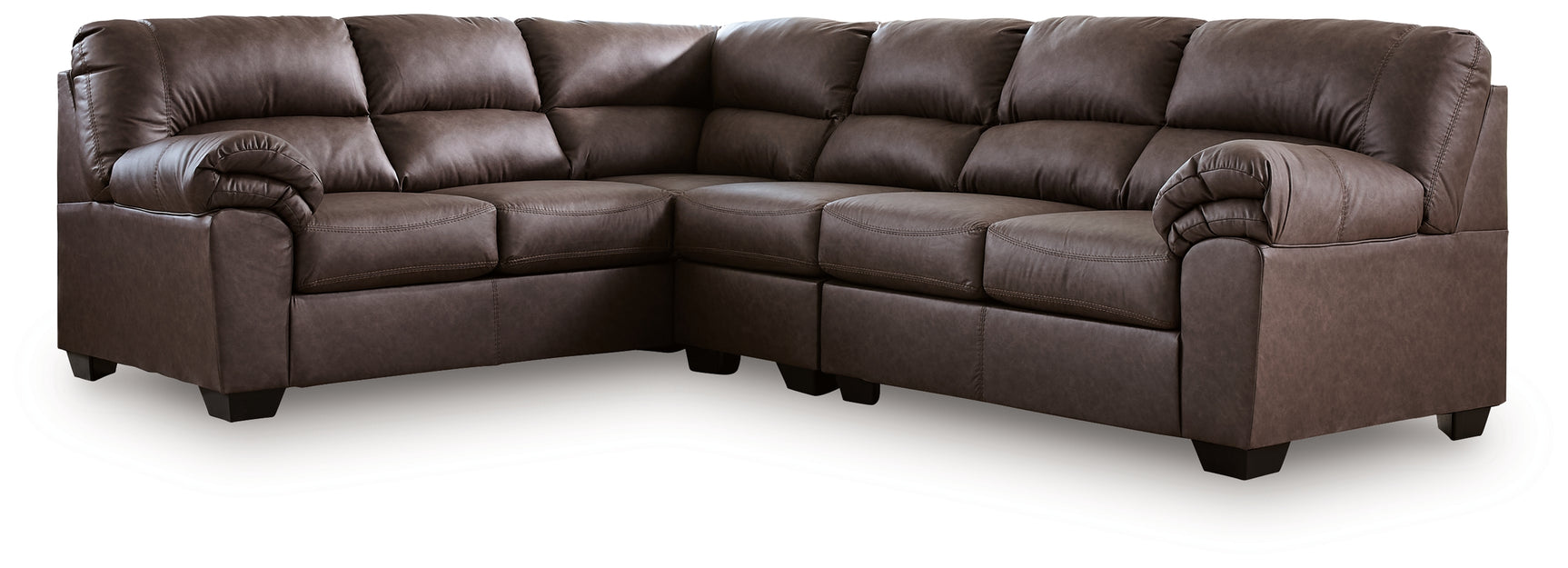 WillowBend Umber Faux Leather 3-Piece Sectional
