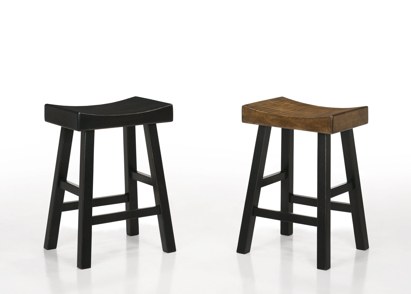 Aruba Saddle Rustic Oak Transitional Wood Bar Stool - Ella Furniture