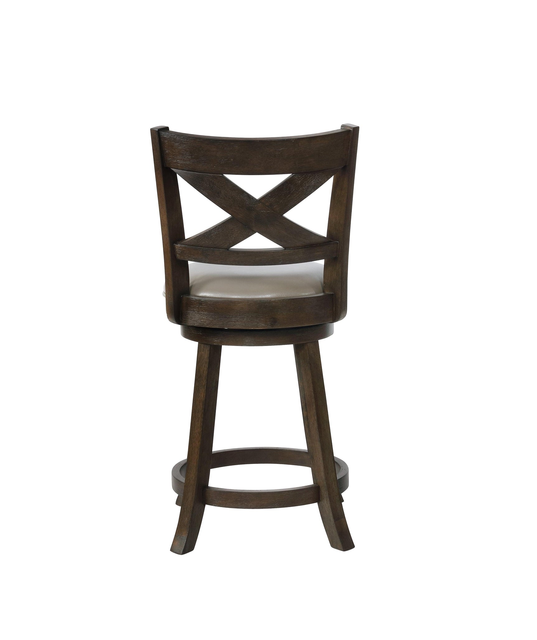 Kipper Swivel Gray Faux Leather Transitional Wood Bar/Pub Stool - Ella Furniture